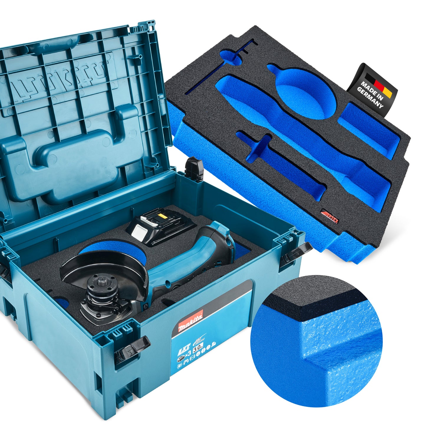 Schaumeinlage für Makita Akku-Winkelschleifer DGA 452 für MakPac Gr. 2-3.