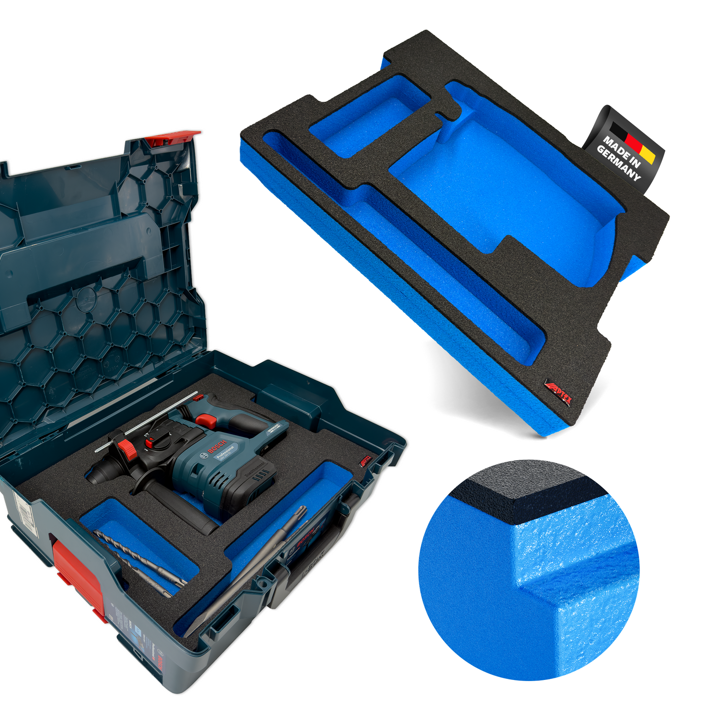 APTEX Bosch GBH 18V-22 Einlage für L-Boxx 136 – Akku-Bohrhammer Schaumeinlage – Made in Germany