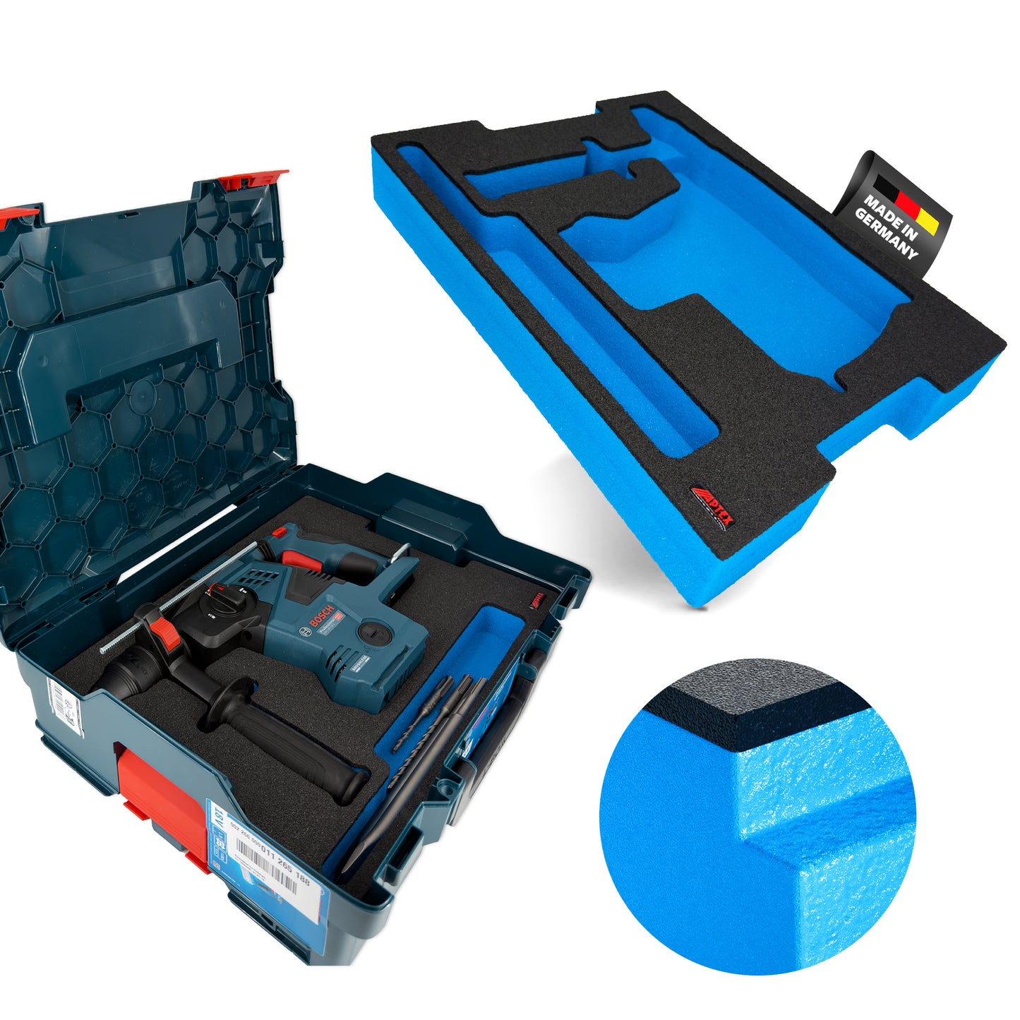 APTEX Bosch GBH 18V-28 Einlage für L-Boxx 136 – Akku-Bohrhammer Schaumeinlage – Made in Germany