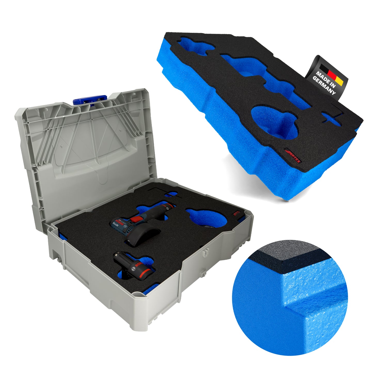 APTEX Bosch GWS 12V-76 Einlage für Systainer T-Loc 2 – Winkelschleifer Schaumeinlage - Made in Germany