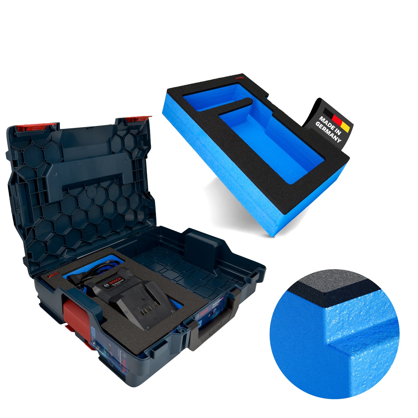 APTEX Bosch GAL 18V-40 Einlage für Bosch L-Boxx – Ladegerät Schaumeinlage – Made in Germany