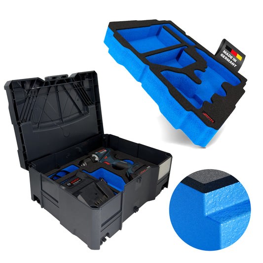 APTEX Bosch GSR 18V-90 C + Ladegerät GAL 18V-40 Einlage für Systainer T-Loc 2 – Bohrschrauber Schaumeinlage - Made in Germany
