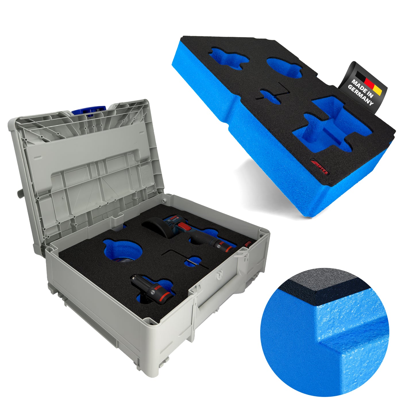 APTEX Bosch GWS 12V-76 Einlage für Systainer³ M – Winkelschleifer Schaumeinlage - Made in Germany