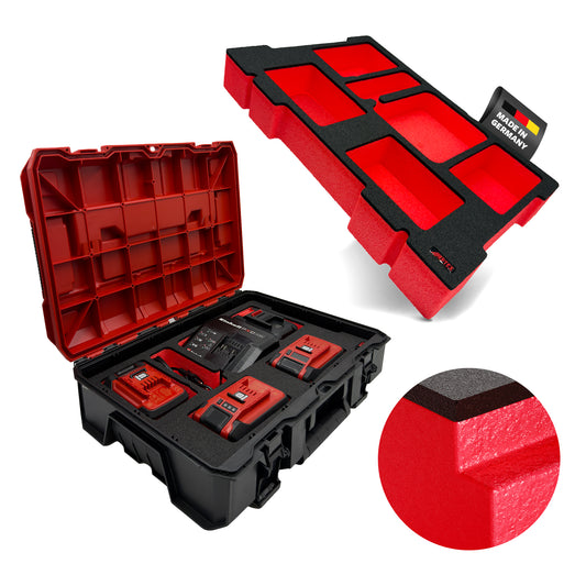 APTEX Einhell Schnellladegerät PXC 4.0A Einlage für E-Case S-F – 18V Akkus und Ladegrät Schaumeinlage – Made in Germany
