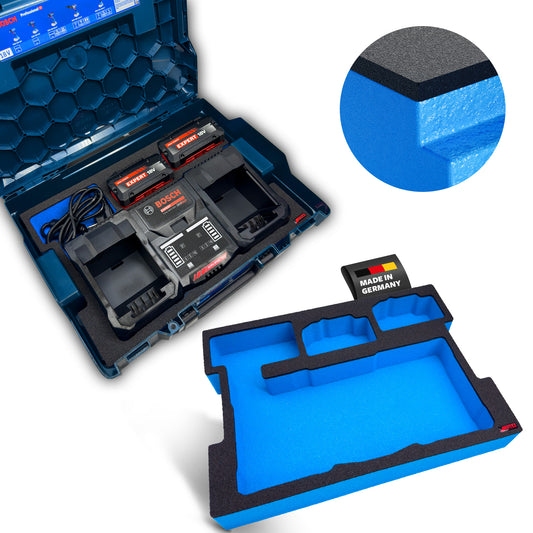 APTEX Bosch 18V2-320 + Expert Akkus 18V Einlage für L-Boxx 136 – Akkus + Doppelladegerät Schaumeinlage – Made in Germany