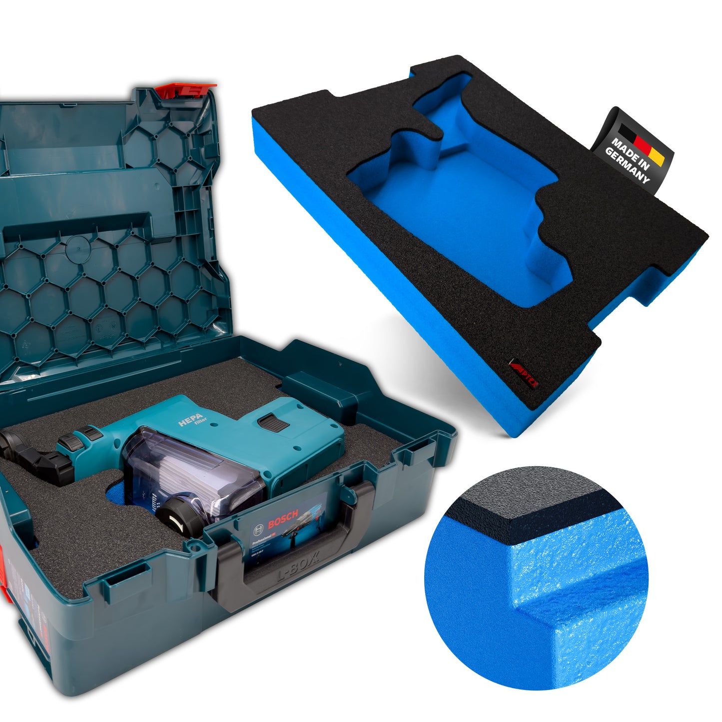 APTEX Makita DX 07 Einlage für Bosch L-Boxx 136 – Staubabsaugung Schaumeinlage – Made in Germany