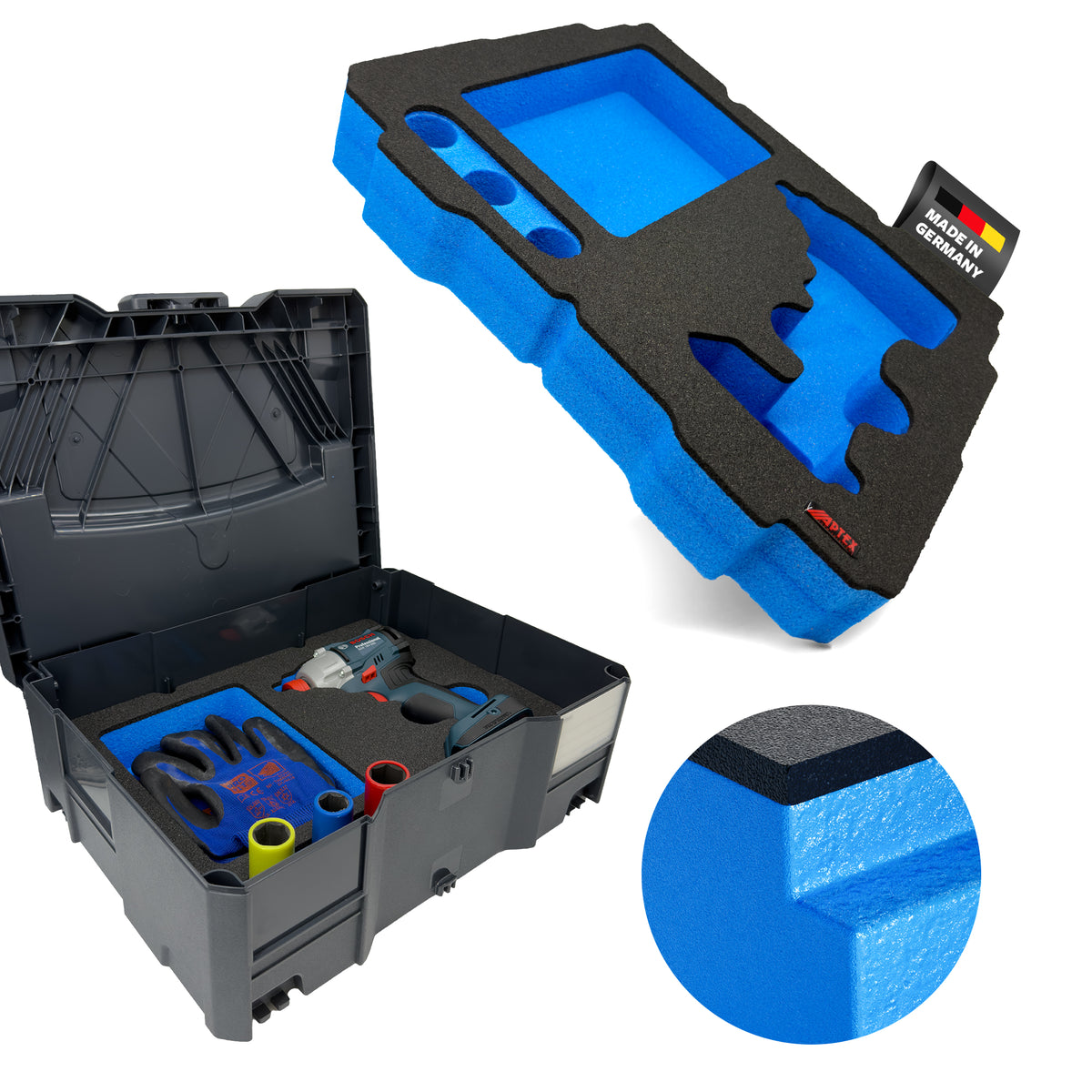 APTEX Bosch GDX 18V-285 Einlage für Systainer T-Loc 2 – Schlagschrauber Schaumeinlage – Made in Germany