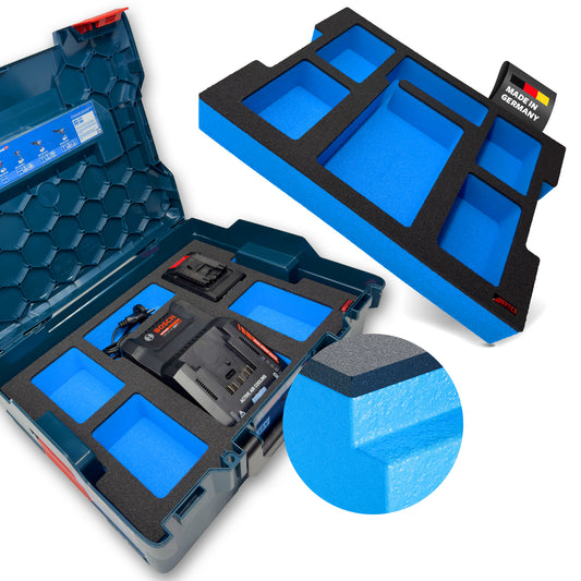 APTEX Bosch 18V-160 + Expert Akkus 18V Einlage für L-Boxx 136 – Akkus + Ladegerät Schaumeinlage – Made in Germany