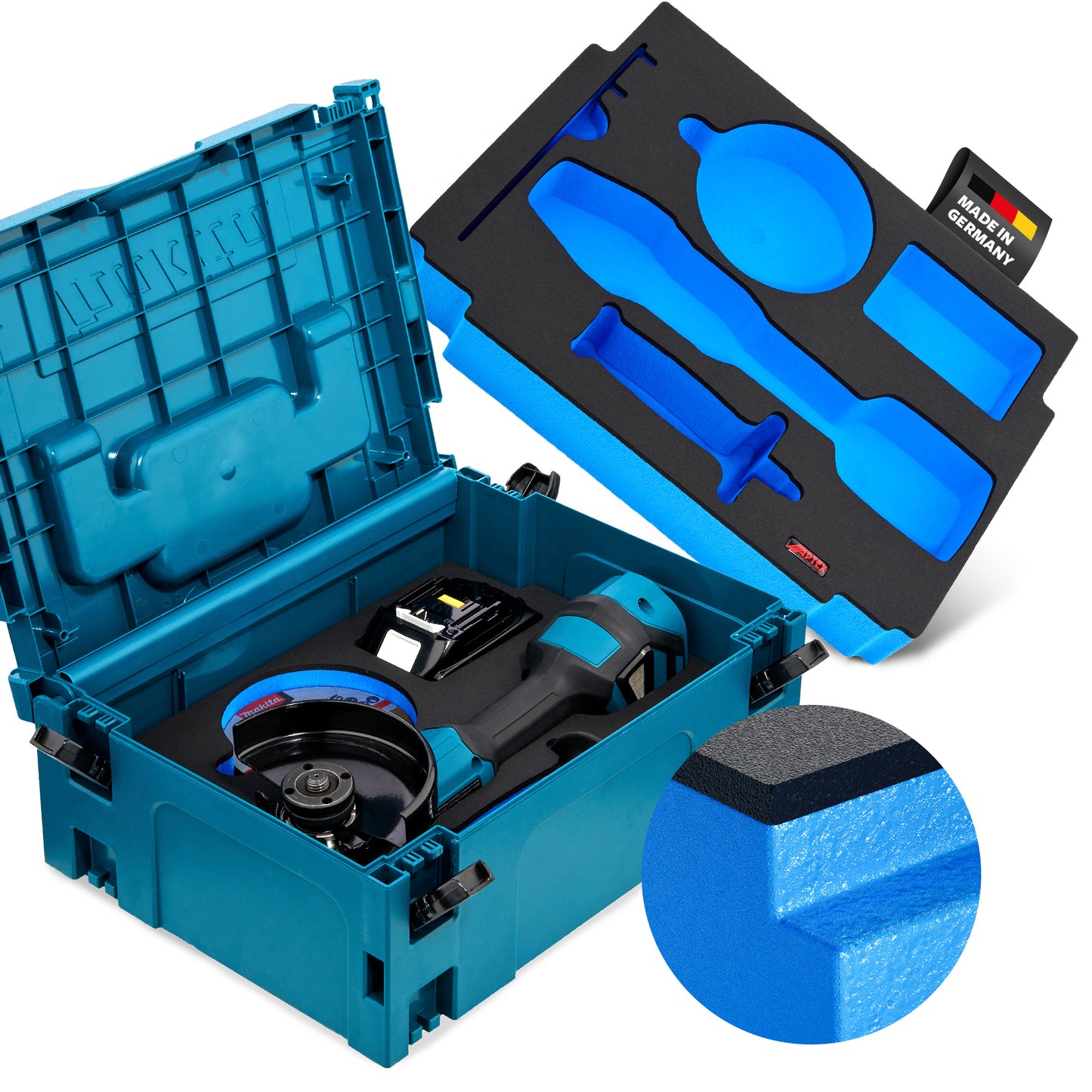 APTEX Makita DGA 517 Einlage für MakPac Gr. 2-3 – Akku-Winkelschleifer Schaumeinlage – Made in Germany