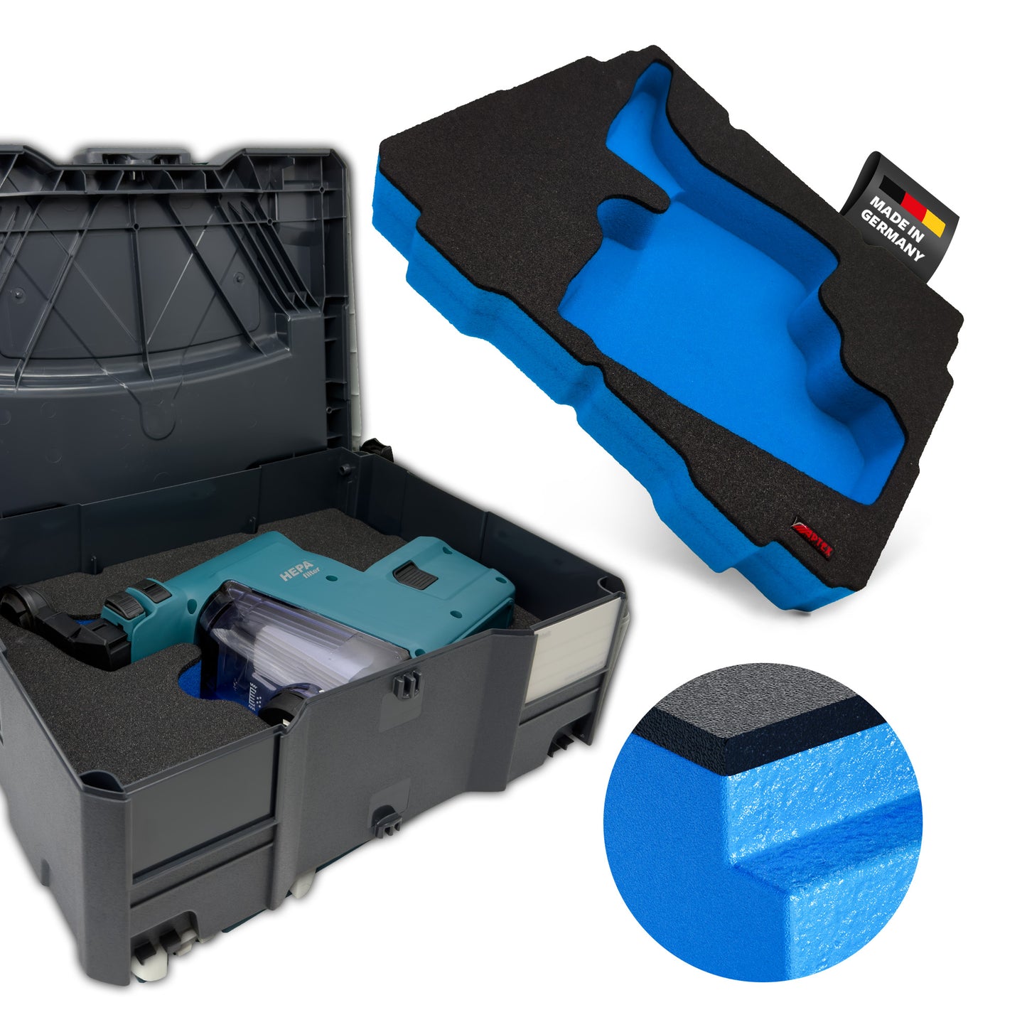 APTEX Makita DX 07 Einlage für Tanos Systainer T-Loc 2 – Staubabsaugung Schaumeinlage – Made in Germany