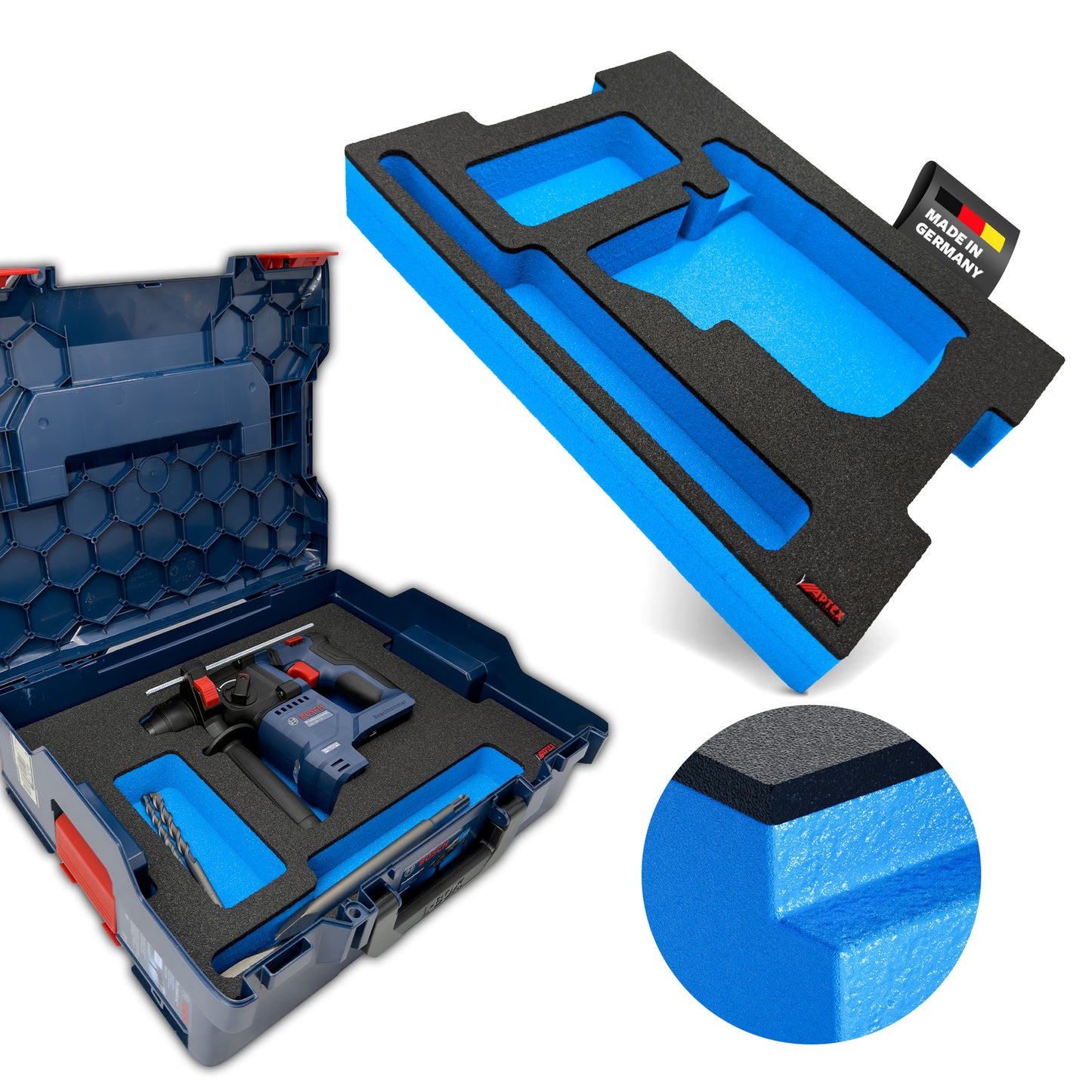 APTEX Bosch GBH 18V-18 Einlage für L-Boxx 136 – Akku-Bohrhammer Schaumeinlage – Made in Germany