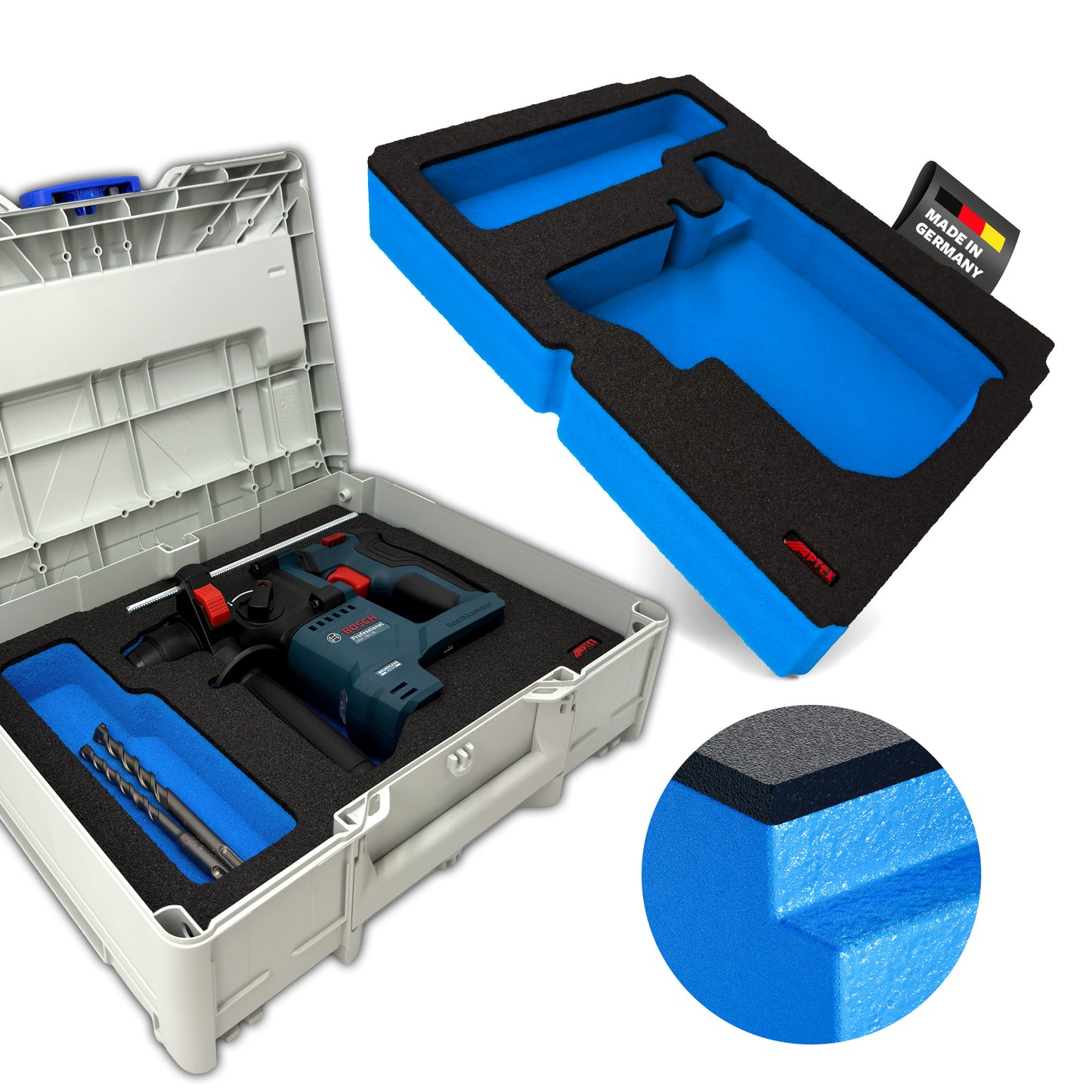 APTEX Bosch GBH 18V-18 Einlage für Tanos Systainer³ M – Akku-Bohrhammer Schaumeinlage – Made in Germany