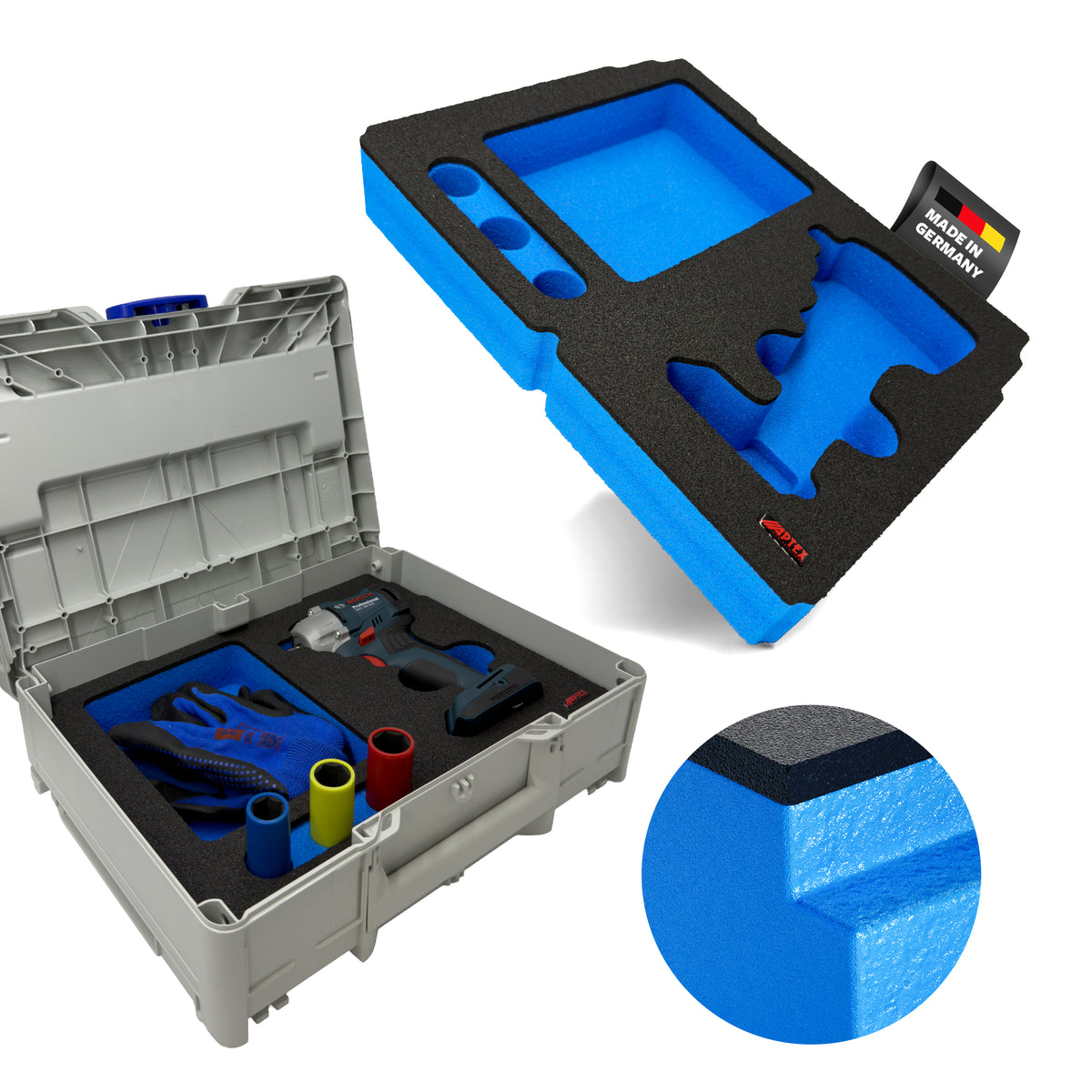APTEX Bosch GDS 18V-350 Einlage für Systainer³ M – Schlagschrauber Schaumeinlage – Made in Germany