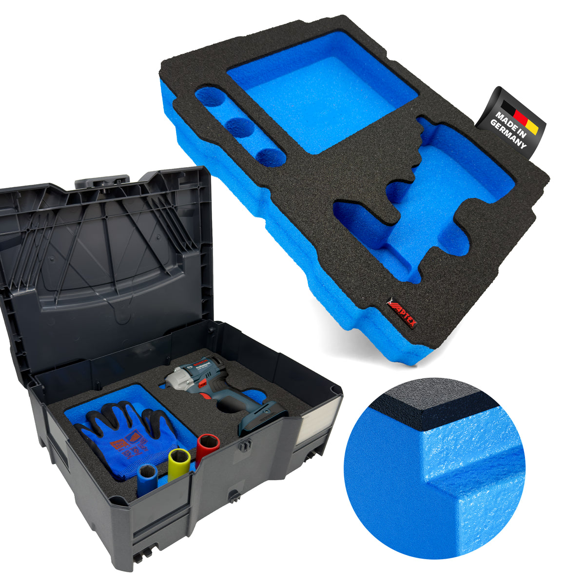 APTEX Bosch GDS 18V-350 Einlage für Systainer T-Loc 2 – Schlagschrauber Schaumeinlage – Made in Germany