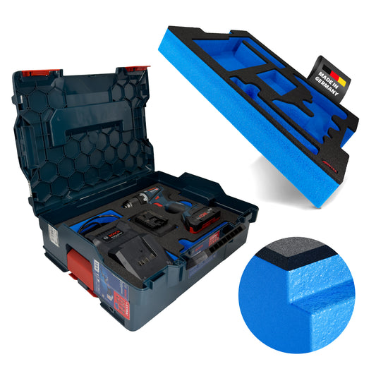 APTEX Bosch GSR 18V-90 C + Ladegerät GAL 18V-40 Einlage für L-Boxx 136 – Bohrschrauber Schaumeinlage - Made in Germany