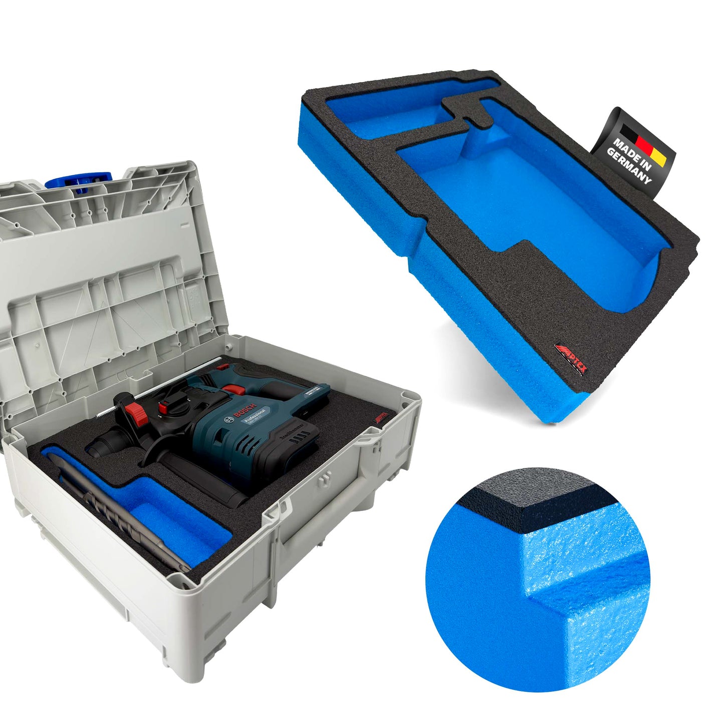 APTEX Bosch GBH 18V-22 Einlage für Tanos Systainer³ M – Akku-Bohrhammer Schaumeinlage – Made in Germany