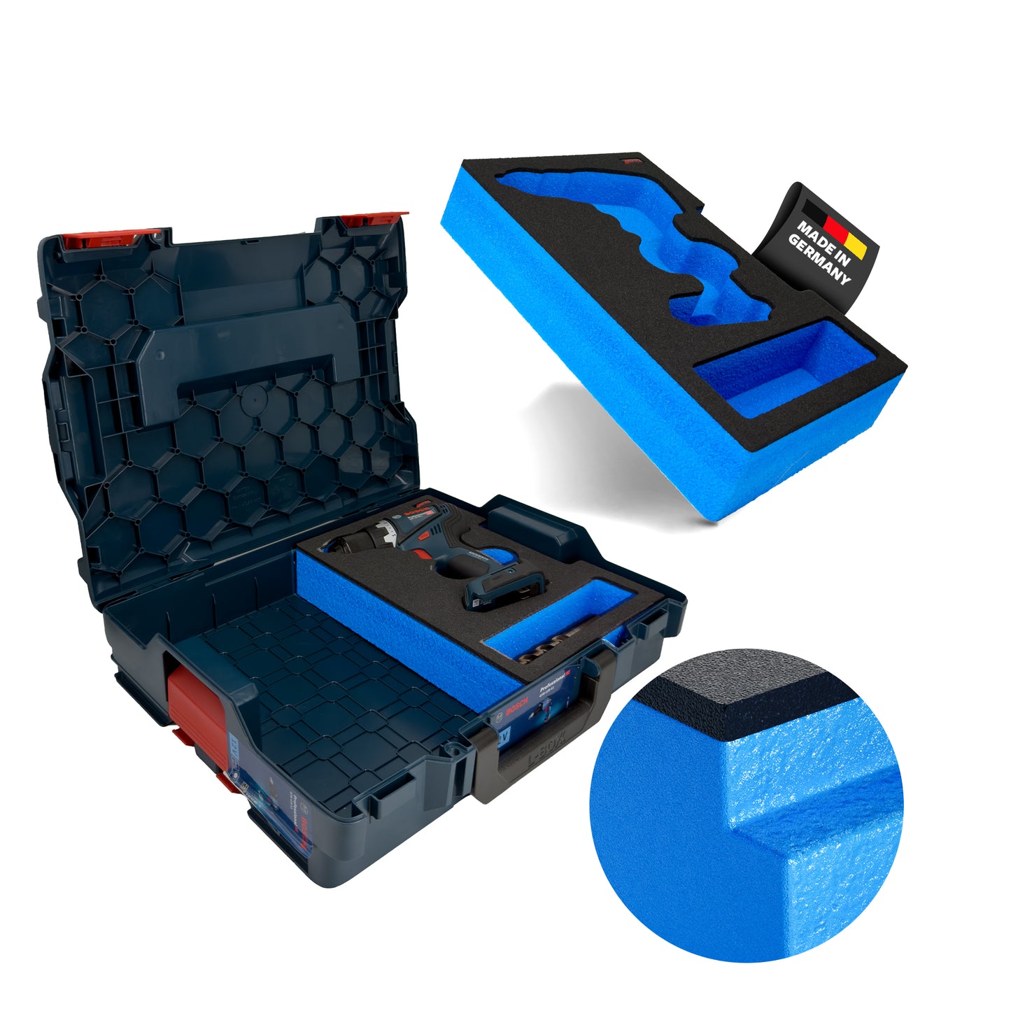APTEX Bosch GSR 18V-90 C Einlage für L-Boxx – Bohrschrauber Schaumeinlage - Made in Germany