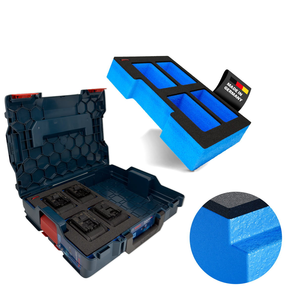 APTEX Bosch Akkus 18V ProCore 5.5Ah-12Ah Einlage für Bosch L-Boxx – Schaumeinlage – Made in Germany
