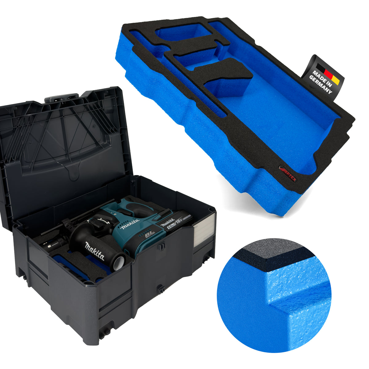 APTEX Makita DHR 243 Einlage für Systainer T-Loc 2 – Akku-Bohrhammer Schaumeinlage – Made in Germany