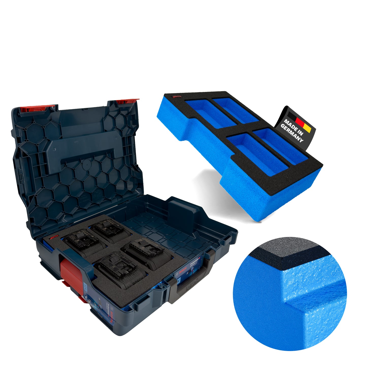 APTEX Bosch Akkus 18V ProCore 4.0Ah Einlage für Bosch L-Boxx – Schaumeinlage – Made in Germany