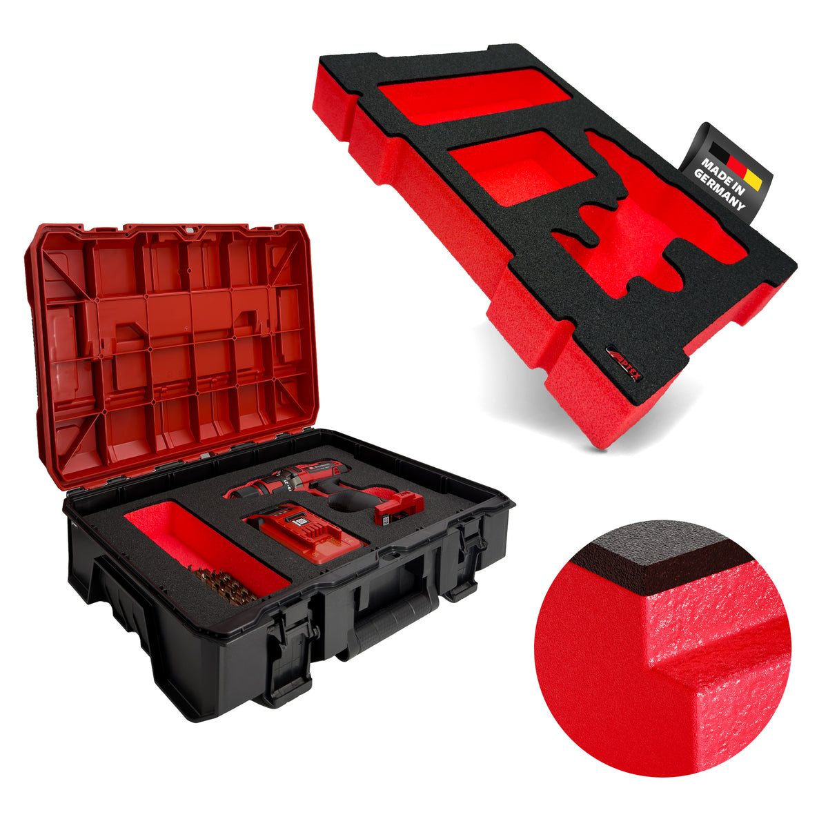 APTEX Einhell TE-CD 18/40 Li Einlage für E-Case S-F – Akku-Bohrschrauber Schaumeinlage – Made in Germany