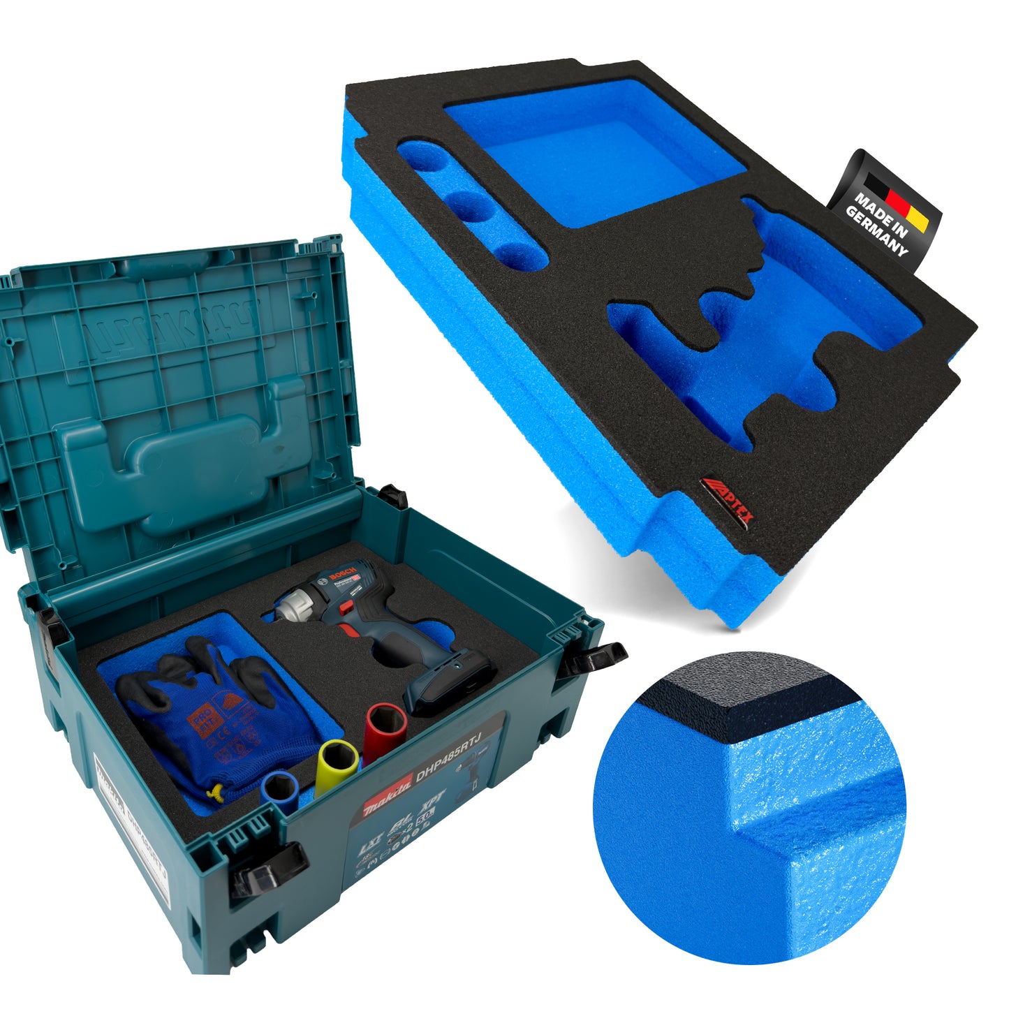 APTEX Bosch GDS 18V-330 HC Einlage für Makita MakPac Gr.2 – Schlagschrauber Schaumeinlage – Made in Germany