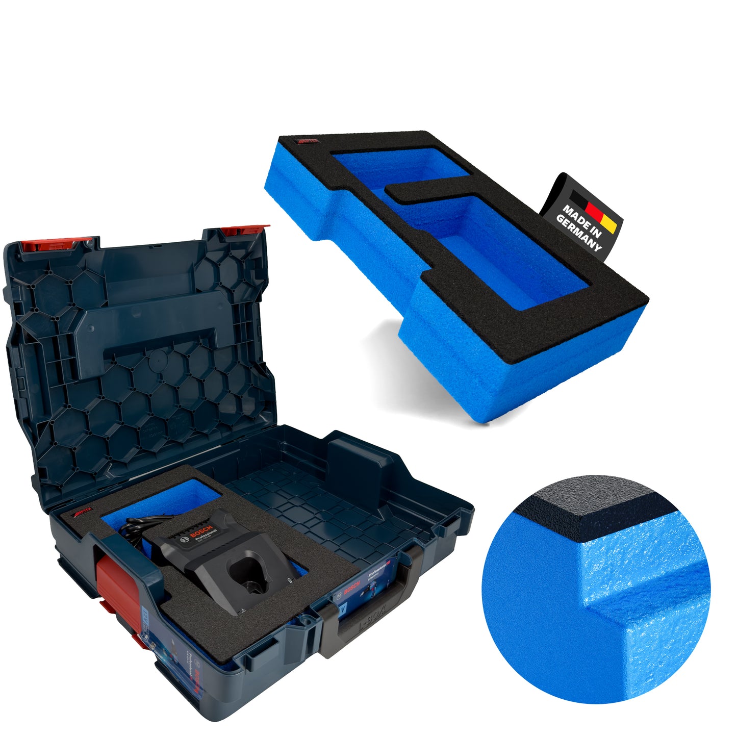 APTEX Bosch GAL 12V-40 Einlage für Bosch L-Boxx – Ladegerät Schaumeinlage – Made in Germany