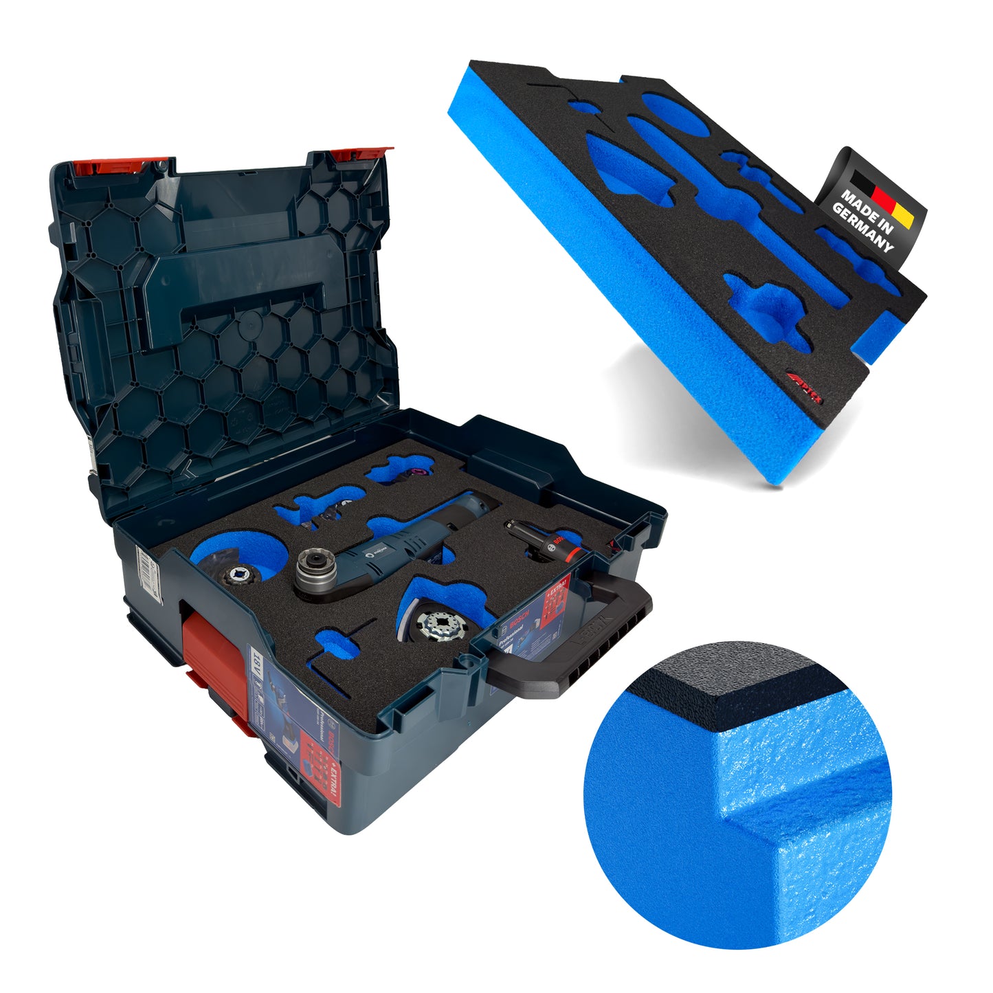 APTEX Bosch GOP 12V-28 Einlage für L-Boxx 136 – Multitool Schaumeinlage - Made in Germany