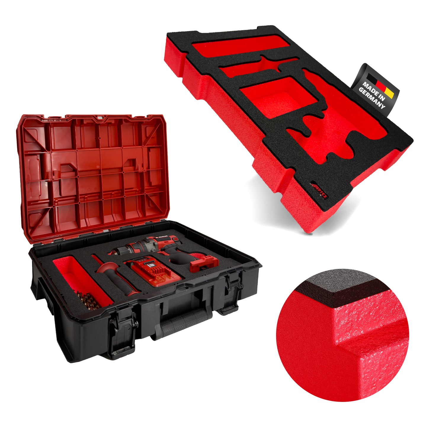 APTEX Einhell TP-CD 18/80 Li-i BL Einlage für E-Case S-F – Akku-Schlagbohrschrauber Schaumeinlage – Made in Germany