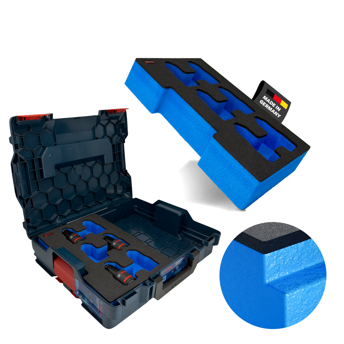 APTEX Bosch Akkus 12V 2Ah-3Ah Einlage für Bosch L-Boxx – Schaumeinlage – Made in Germany