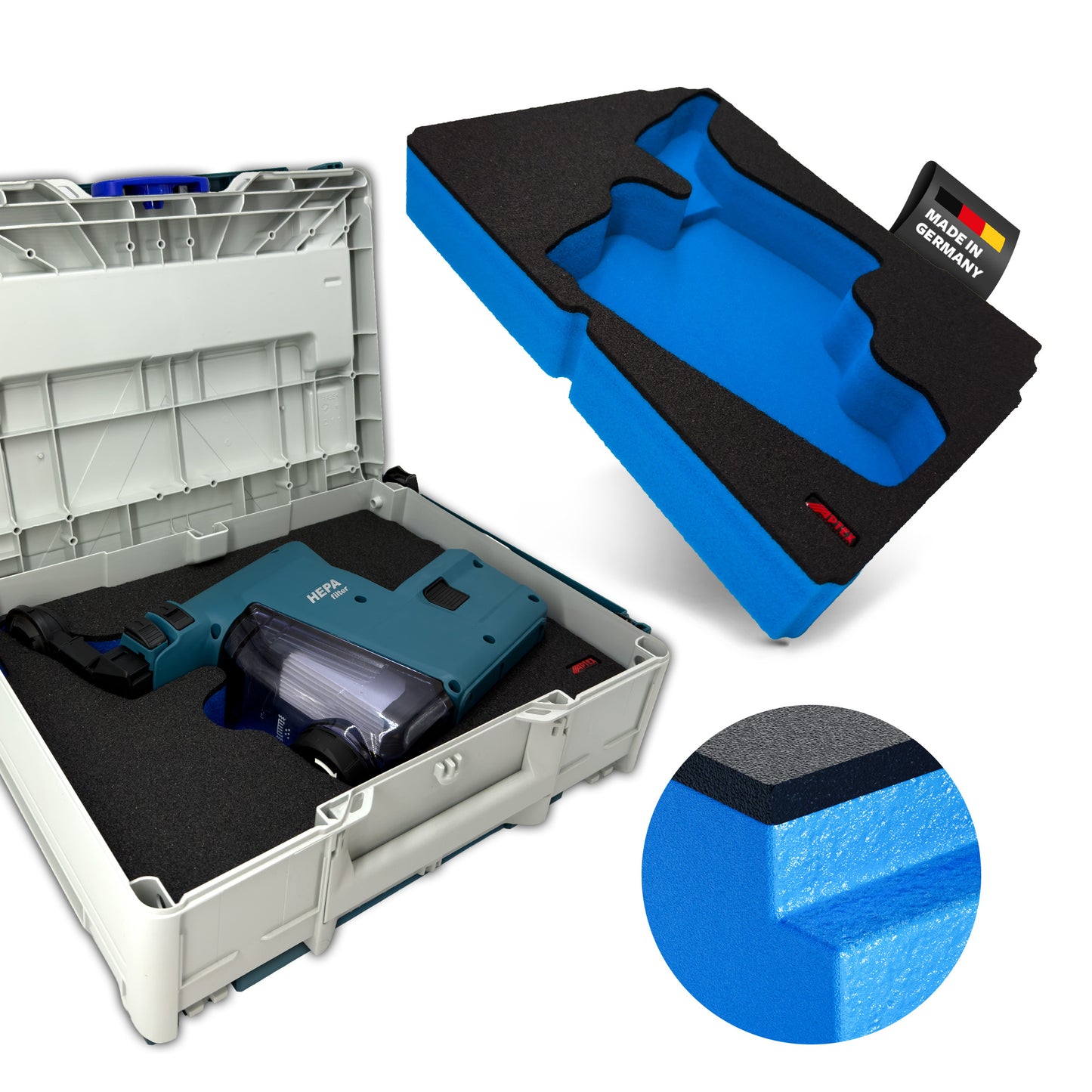 APTEX Makita DX 07 Einlage für Tanos Systainer³ M – Staubabsaugung Schaumeinlage – Made in Germany