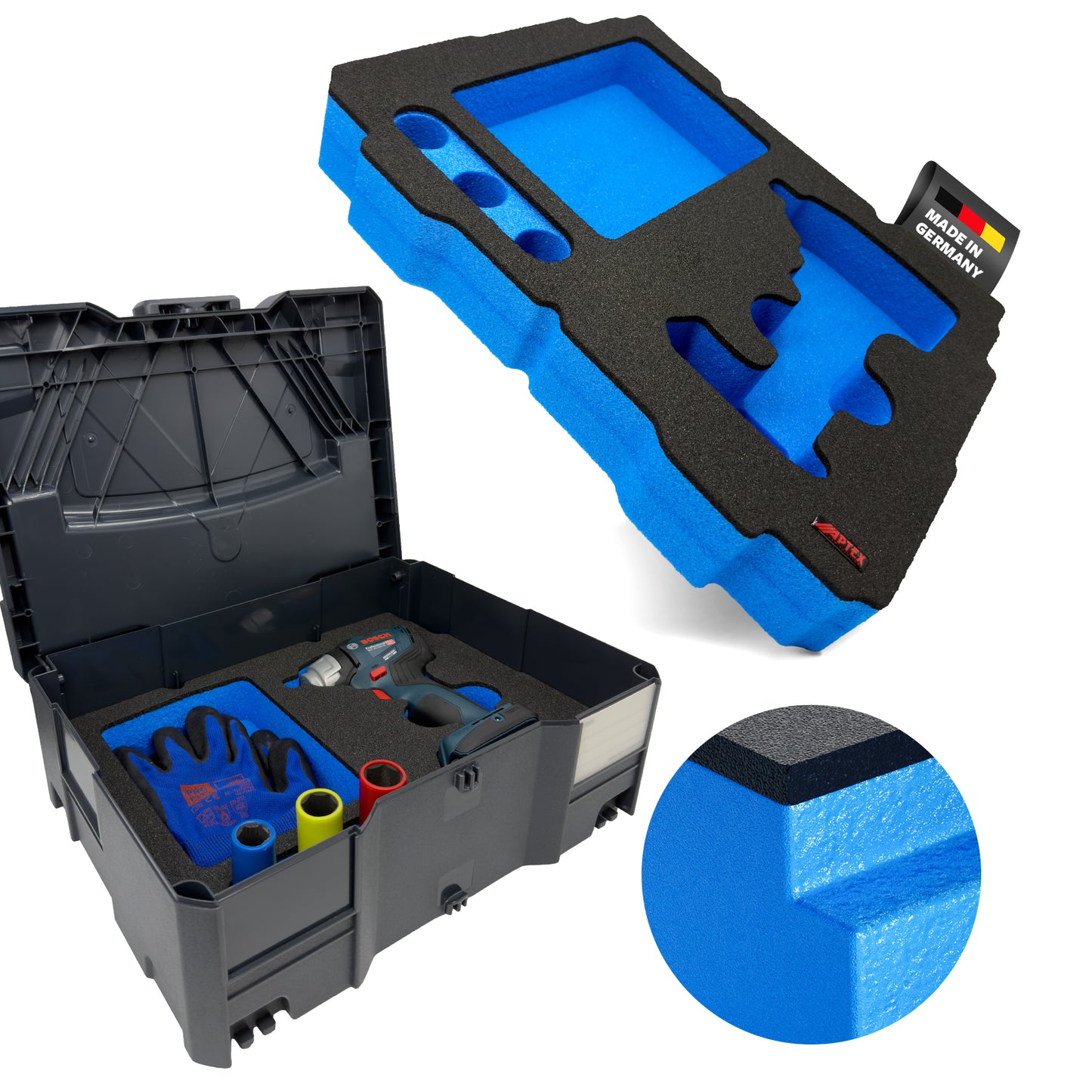 APTEX Bosch GDS 18V-330 HC Einlage für Tanos Systainer T-Loc 2 – Schlagschrauber Schaumeinlage – Made in Germany