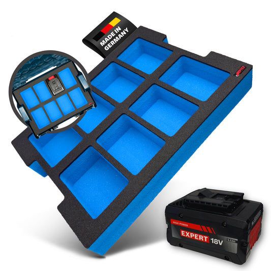 APTEX Bosch Expert Akkus 18V Einlage für L-Boxx – Akku Schaumeinlage – Made in Germany
