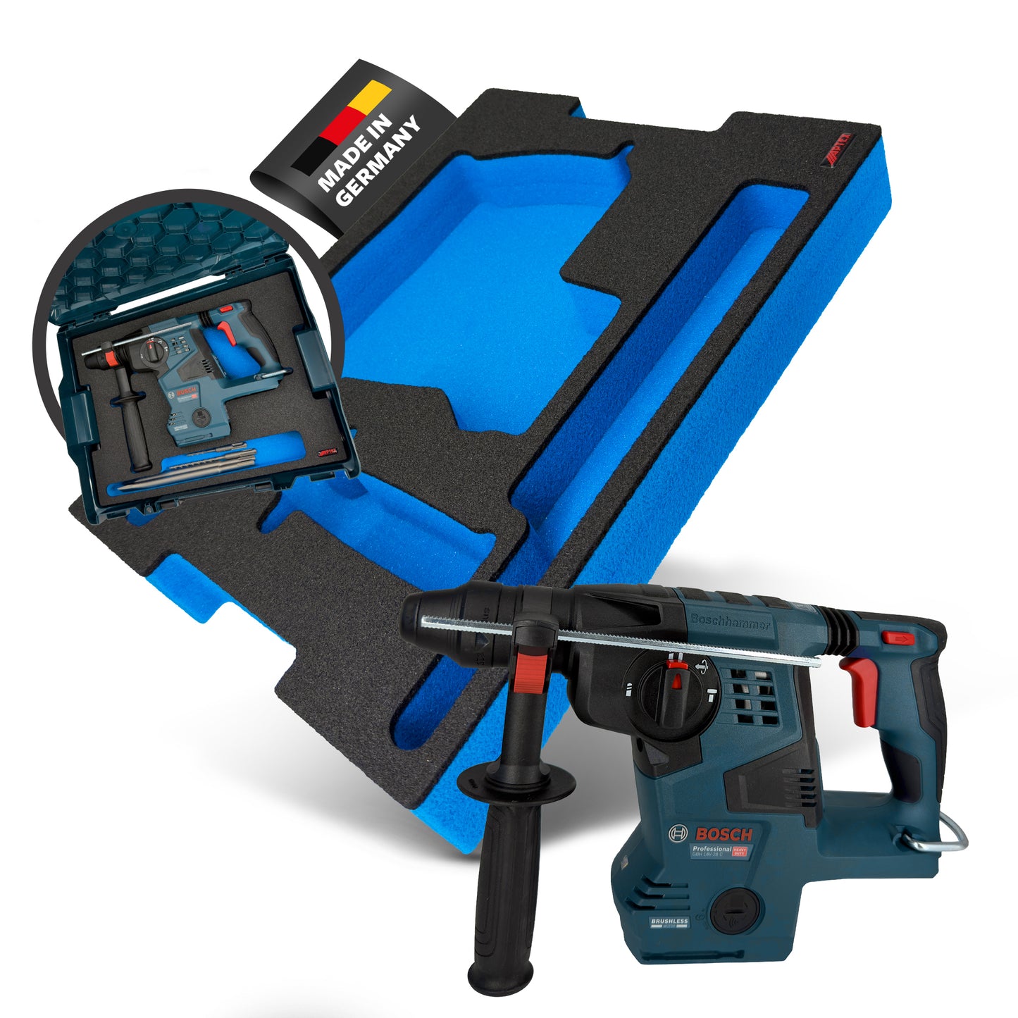 APTEX Bosch GBH 18V-28 Einlage für L-Boxx 136 – Akku-Bohrhammer Schaumeinlage – Made in Germany