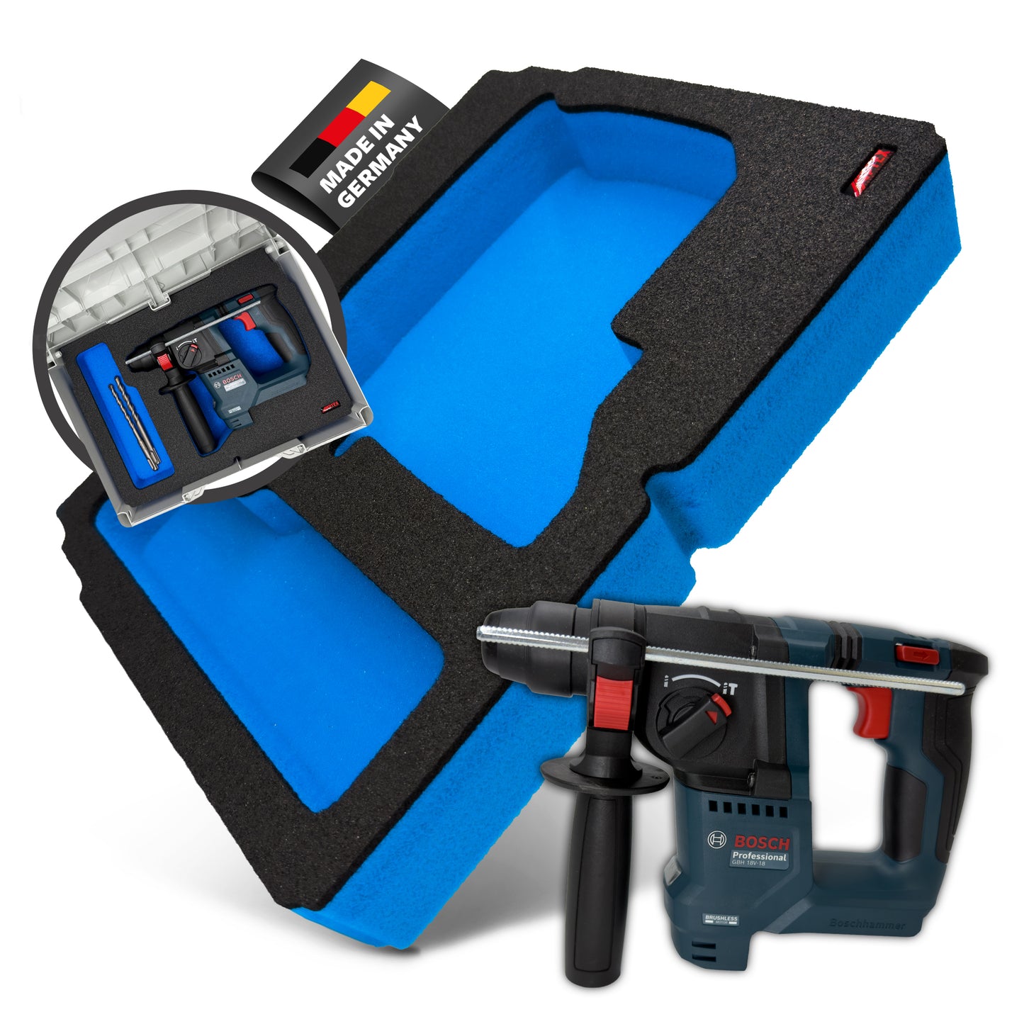APTEX Bosch GBH 18V-18 Einlage für Tanos Systainer³ M – Akku-Bohrhammer Schaumeinlage – Made in Germany