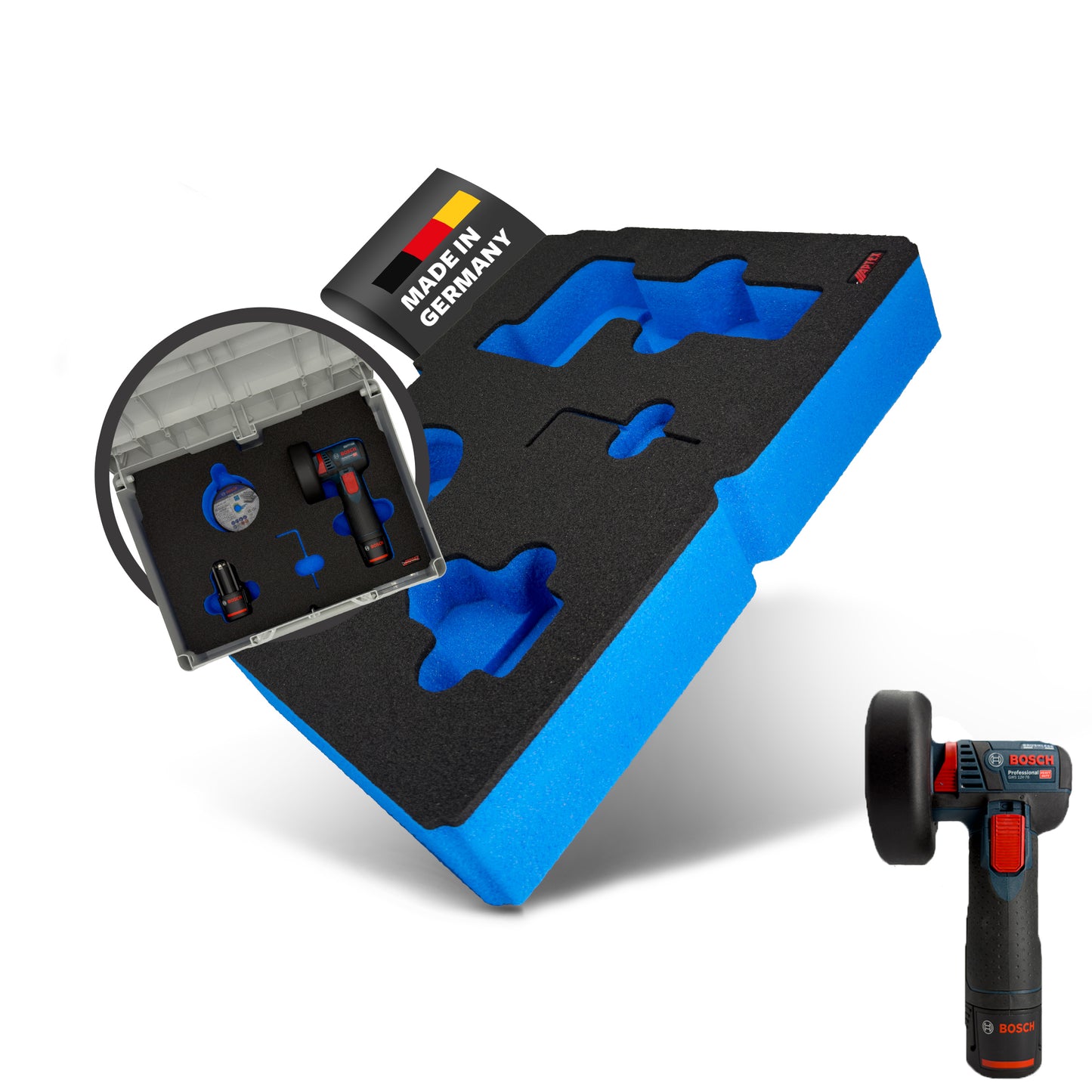 APTEX Bosch GWS 12V-76 Einlage für Systainer³ M – Winkelschleifer Schaumeinlage - Made in Germany