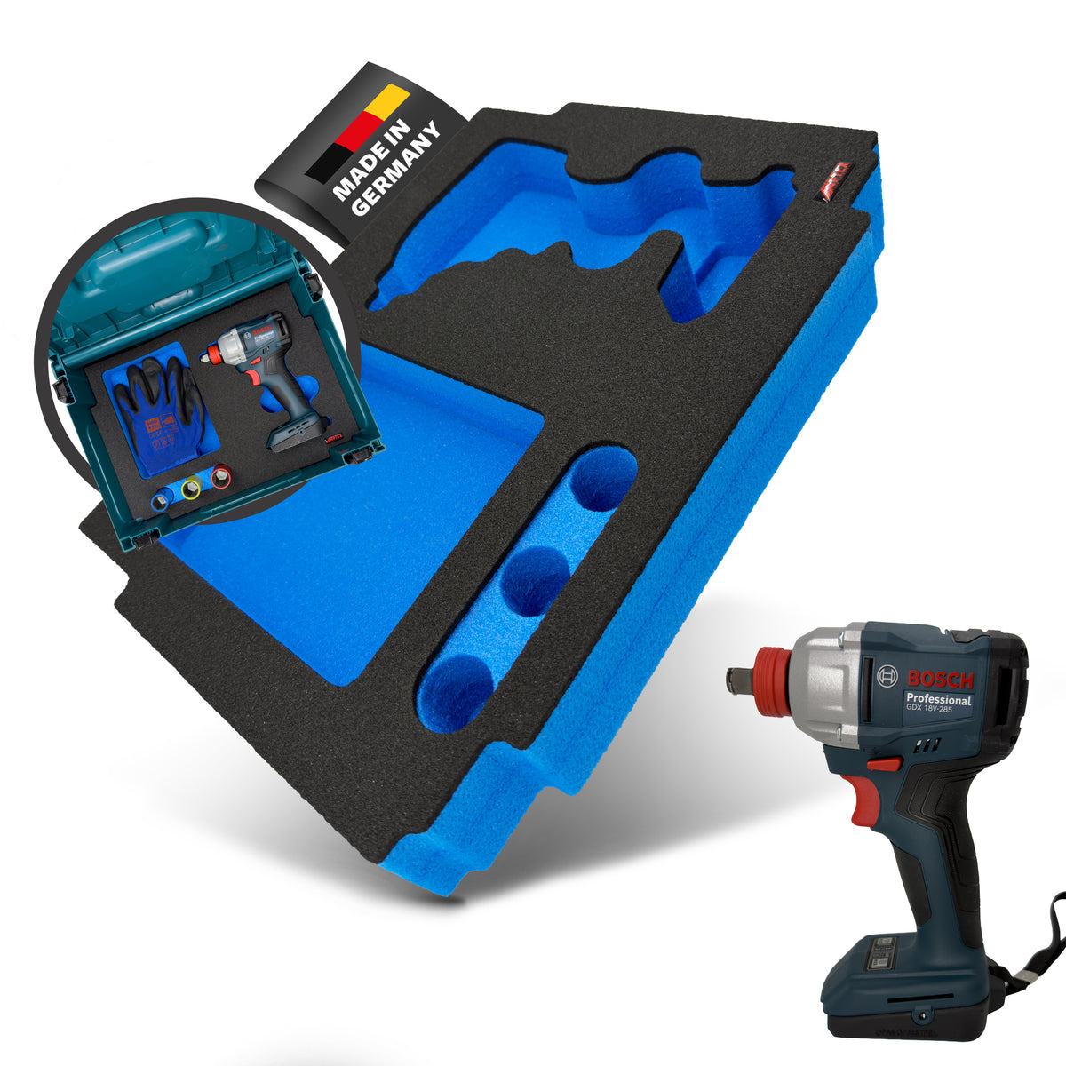APTEX Bosch GDX 18V-285 Einlage für MakPac Gr.2 – Schlagschrauber Schaumeinlage – Made in Germany