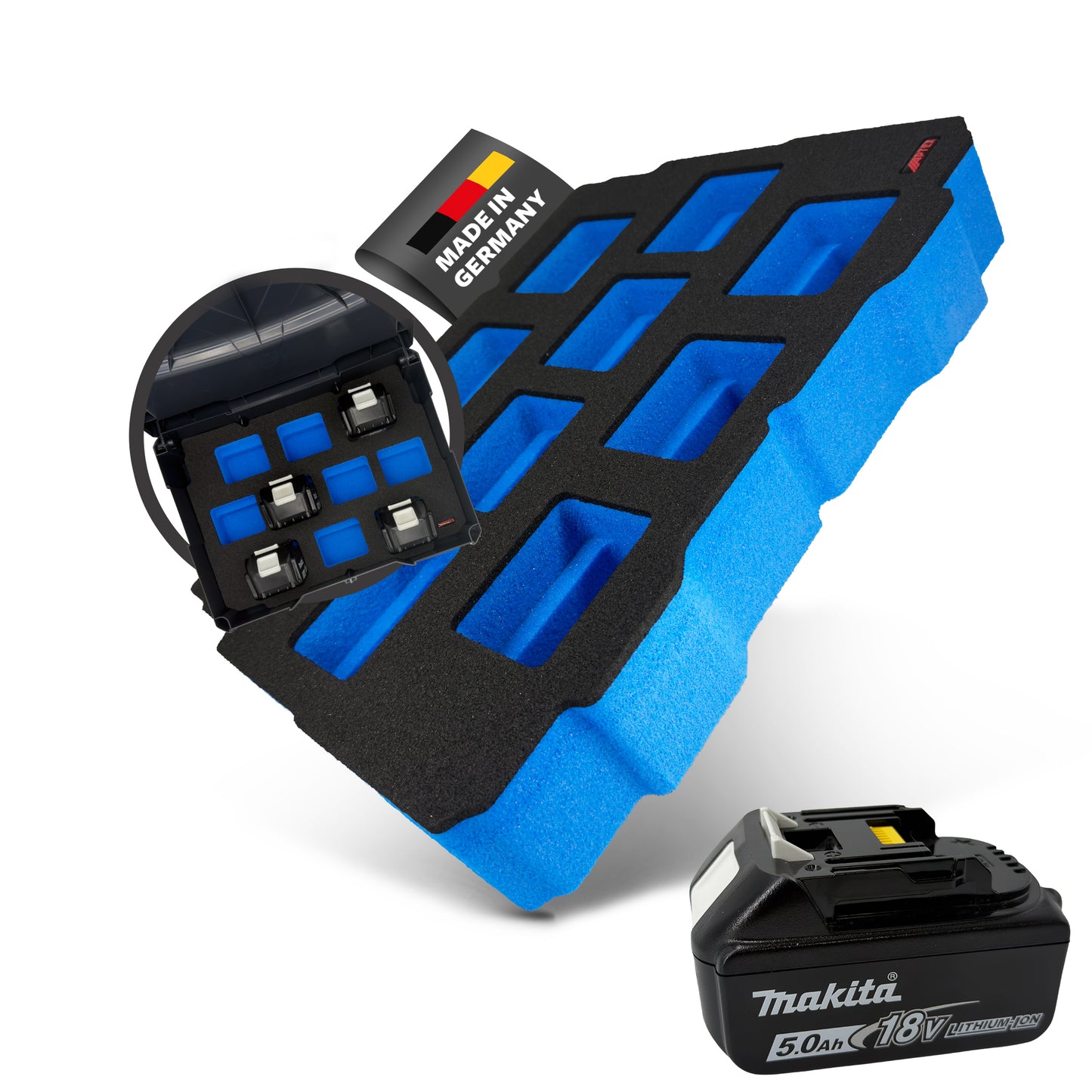 APTEX Makita Akku 18V Einlage für Systainer T-Loc 2 – Akku-Schaumeinlage – Made in Germany