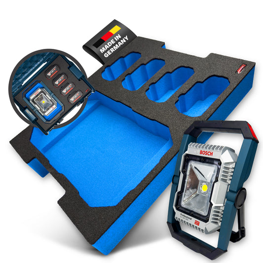 APTEX Bosch GLI 18V-1900 + Akkus 18V GBA Einlage für L-Boxx 136 – Akku-Arbeitsleuchte Schaumeinlage – Made in Germany