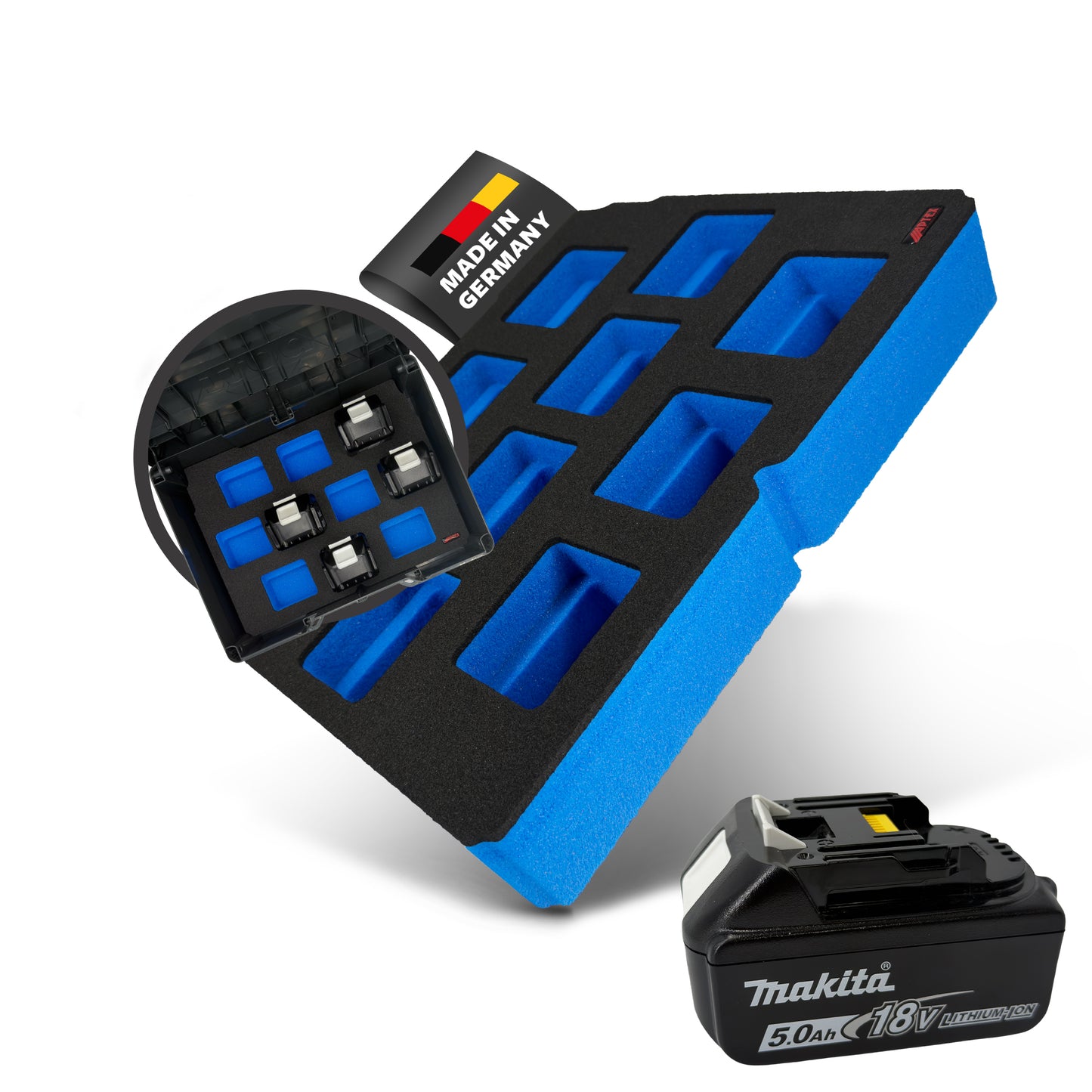 APTEX Makita Akku 18V Einlage für Systainer³ M – Akku-Schaumeinlage – Made in Germany