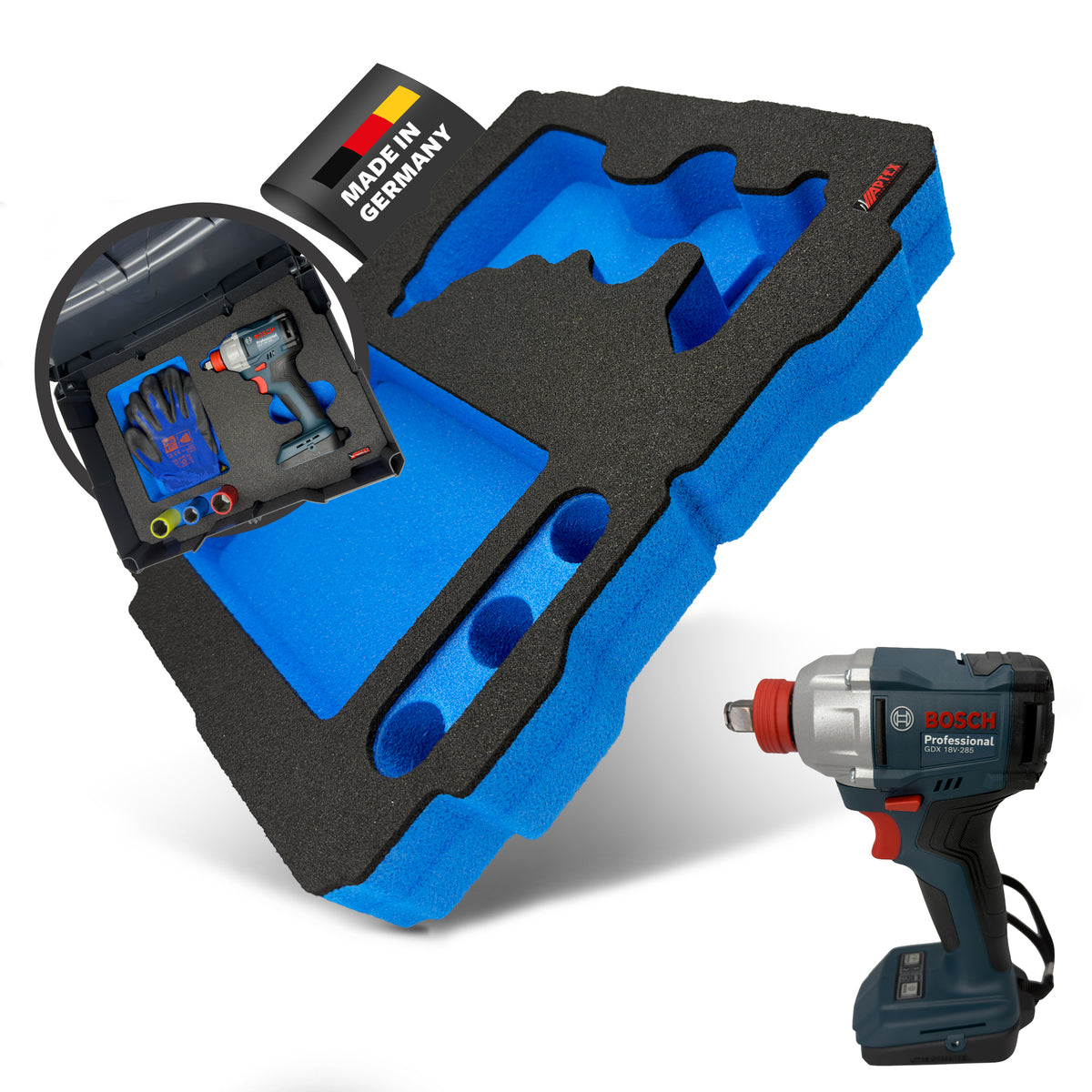 APTEX Bosch GDX 18V-285 Einlage für Systainer T-Loc 2 – Schlagschrauber Schaumeinlage – Made in Germany