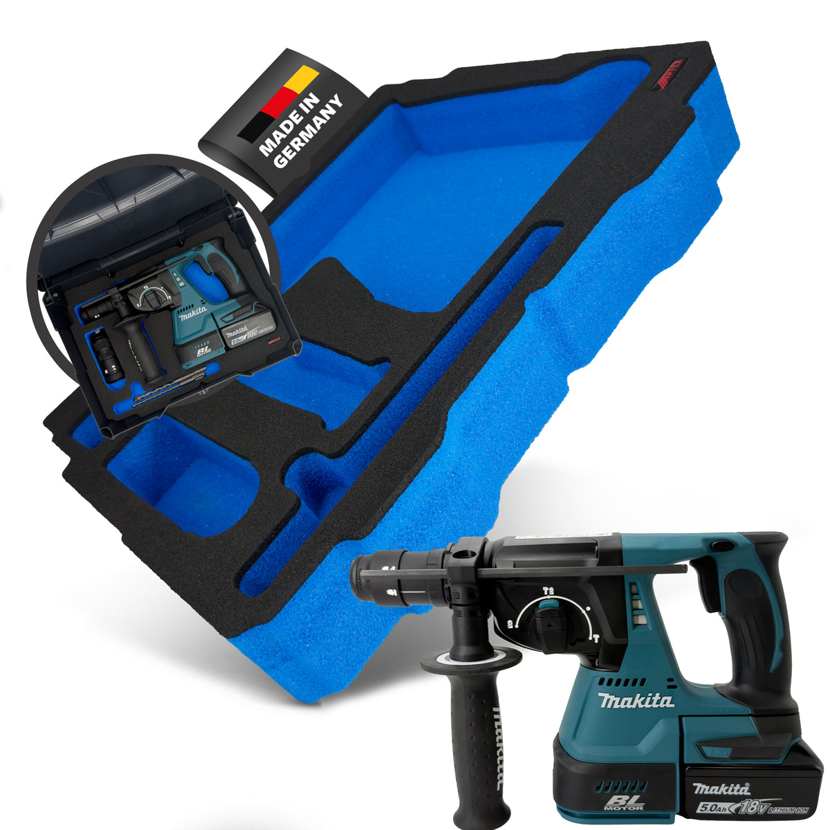 APTEX Makita DHR 243 Einlage für Systainer T-Loc 2 – Akku-Bohrhammer Schaumeinlage – Made in Germany