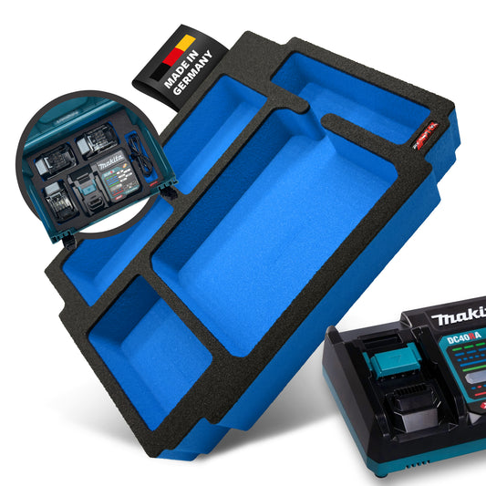 Schaumeinlage für Makita Akku-Ladegerät DC40RA + 3 Akkus 40V XGT 4Ah für MakPac Gr. 2-3