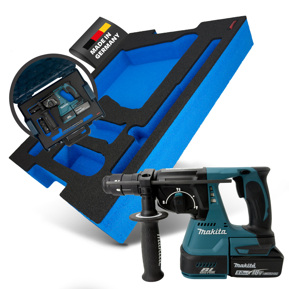 APTEX Makita DHR 243 Einlage für L-Boxx 136 – Akku-Bohrhammer Schaumeinlage – Made in Germany
