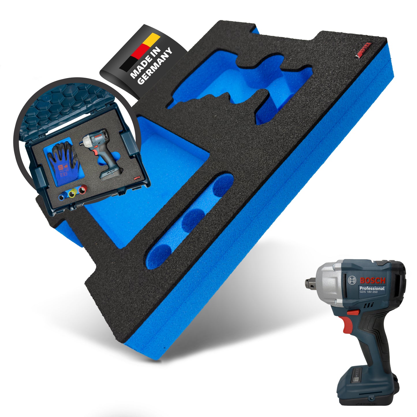 APTEX Bosch GDS 18V-350 Einlage für L-Boxx 136 – Schlagschrauber Schaumeinlage – Made in Germany