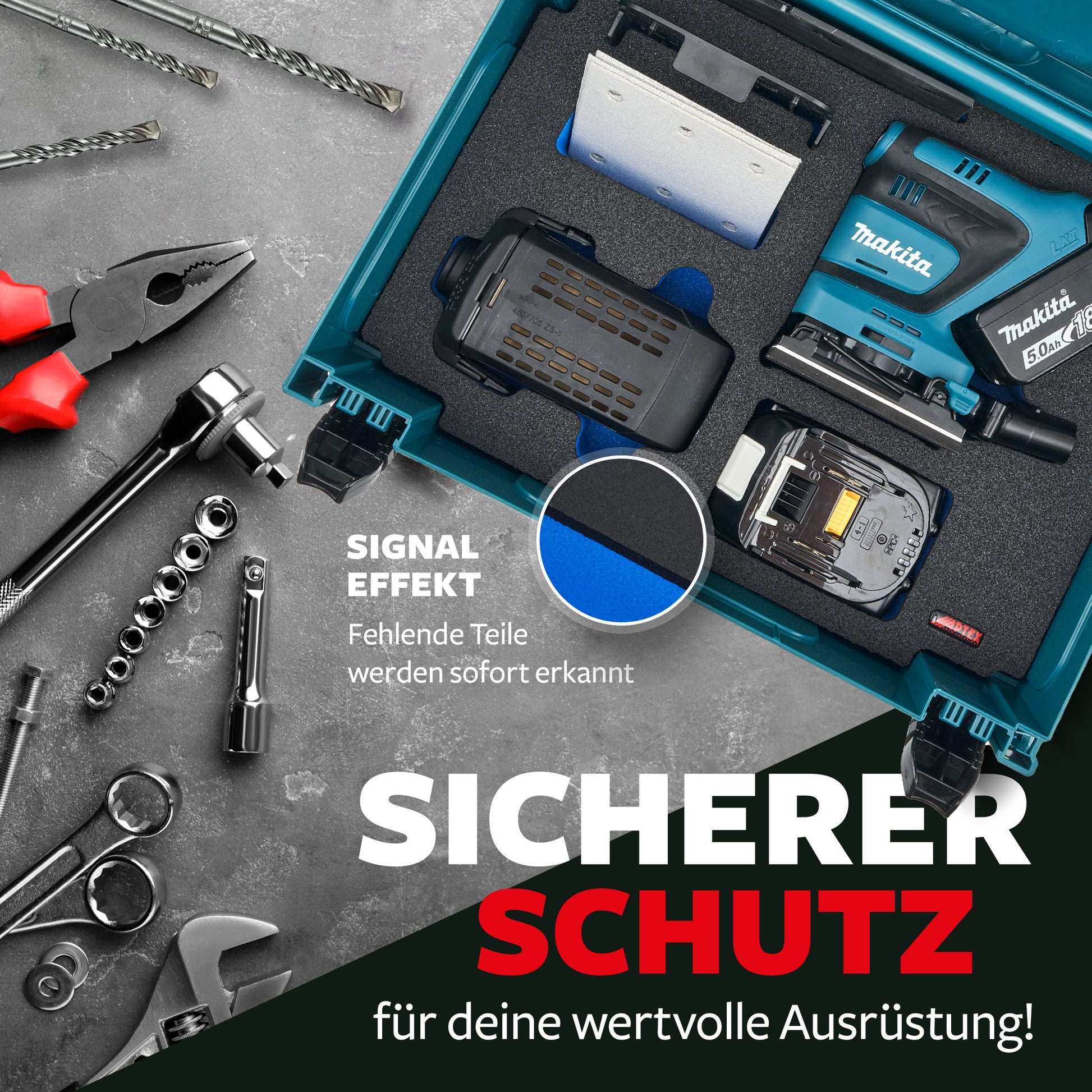 Schaumeinlage für Makita Akku-Schwingschleifer DBO 480-482 für MakPac Gr. 2-3.