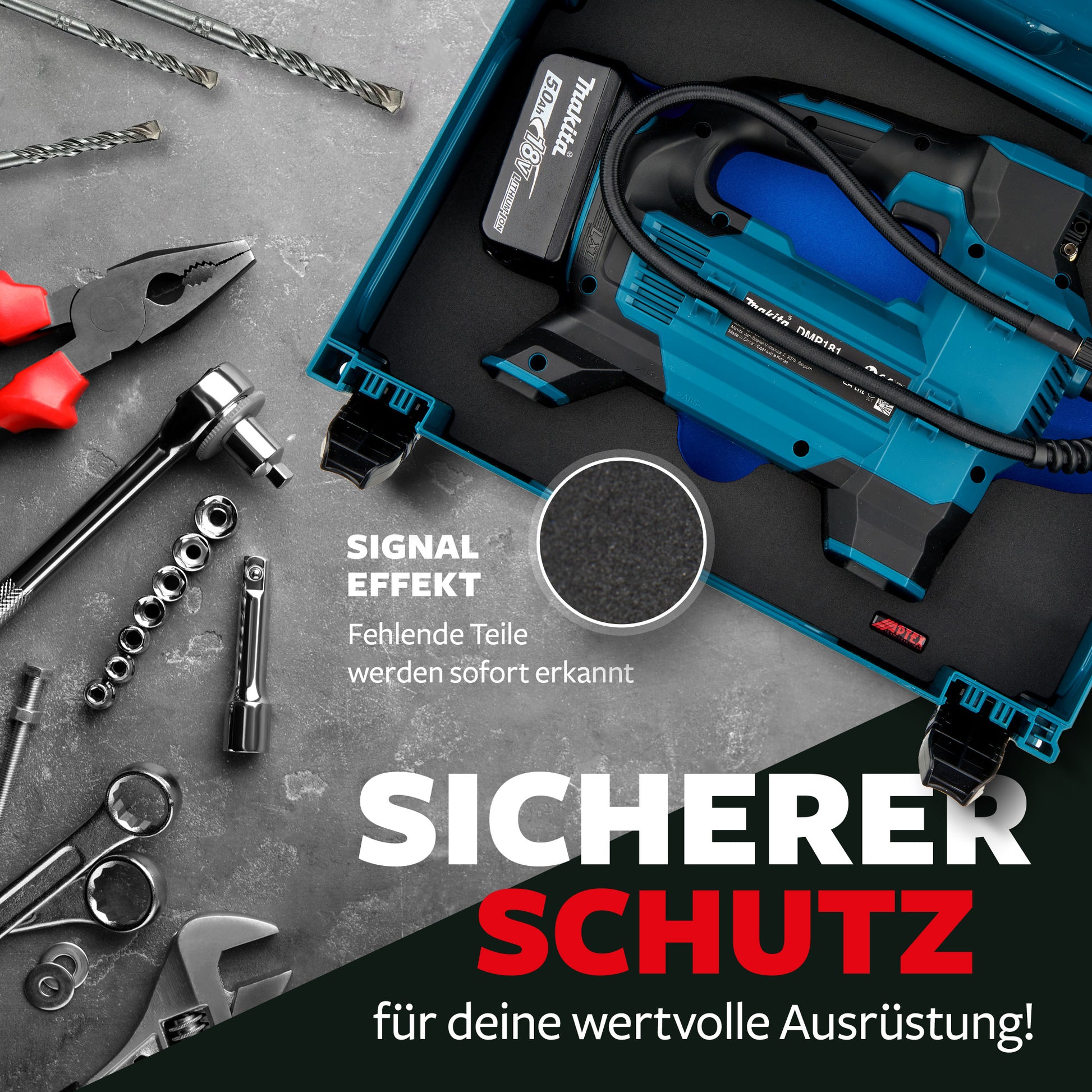 Schaumeinlage für Makita Akku-Kompressor DMP 181 für MakPac Gr. 2-3 - APTEX