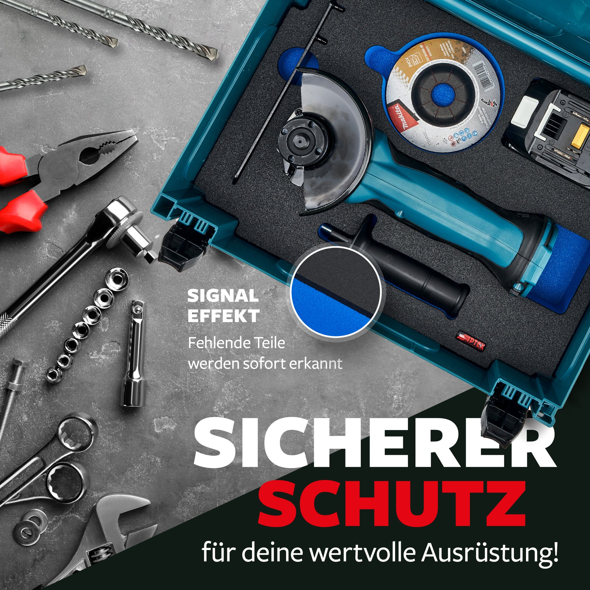 Schaumeinlage für Makita Akku-Winkelschleifer DGA 452 für MakPac Gr. 2-3.