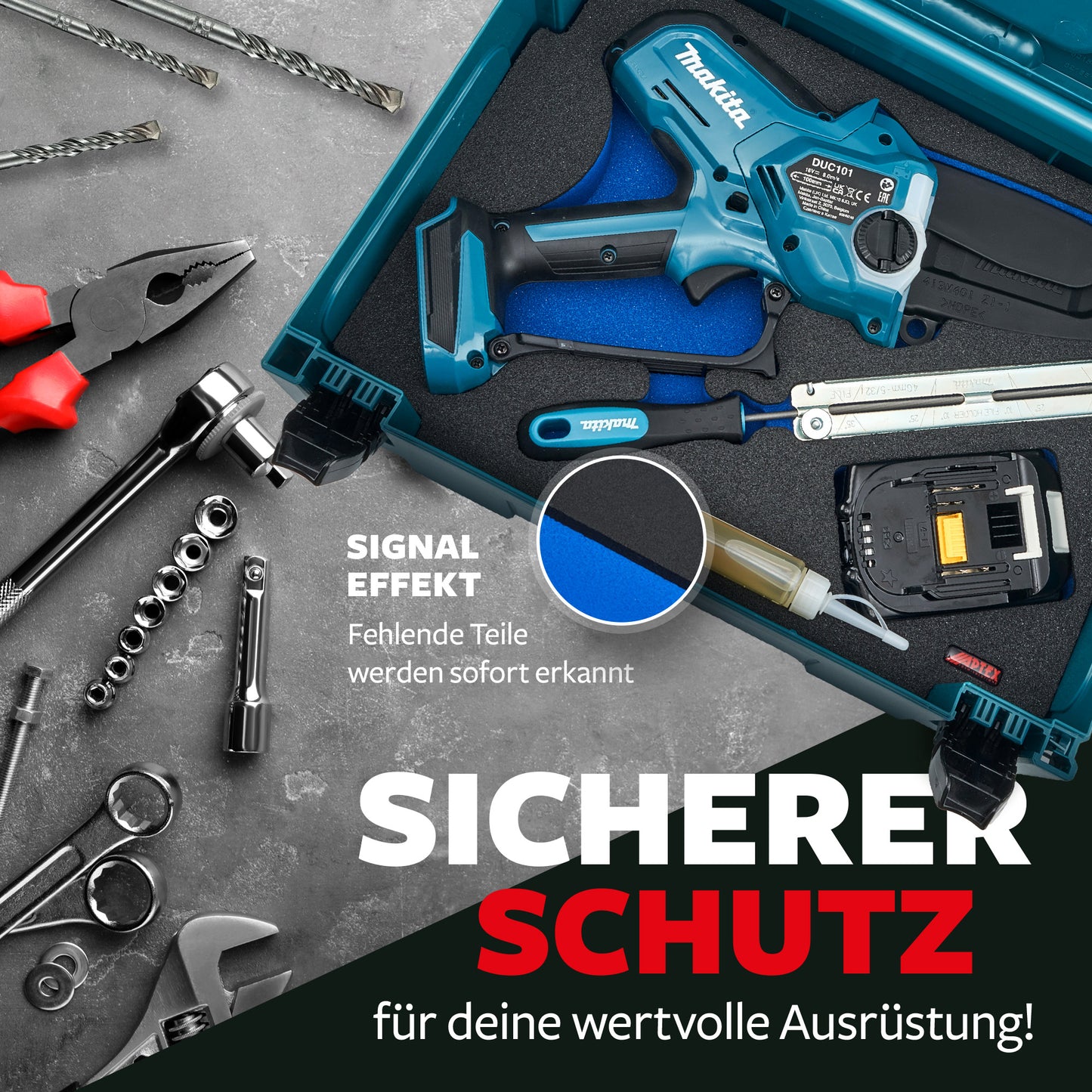 Schaumeinlage für Makita Akku-Astsäge DUC 101 für MakPac Gr. 2-3.