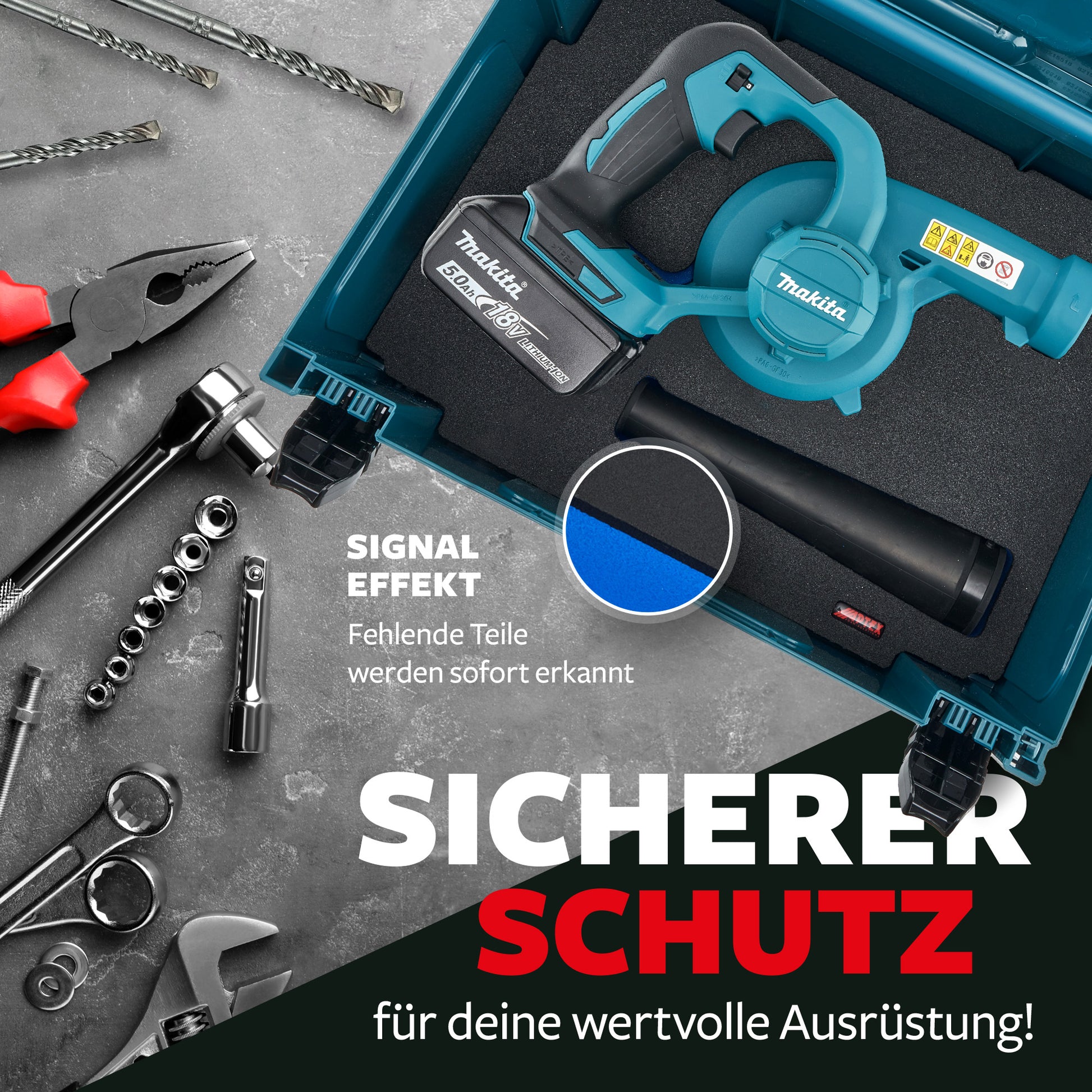 Schaumeinlage für Makita Akku- Gebläse DUB 185 für MakPac Gr. 3.